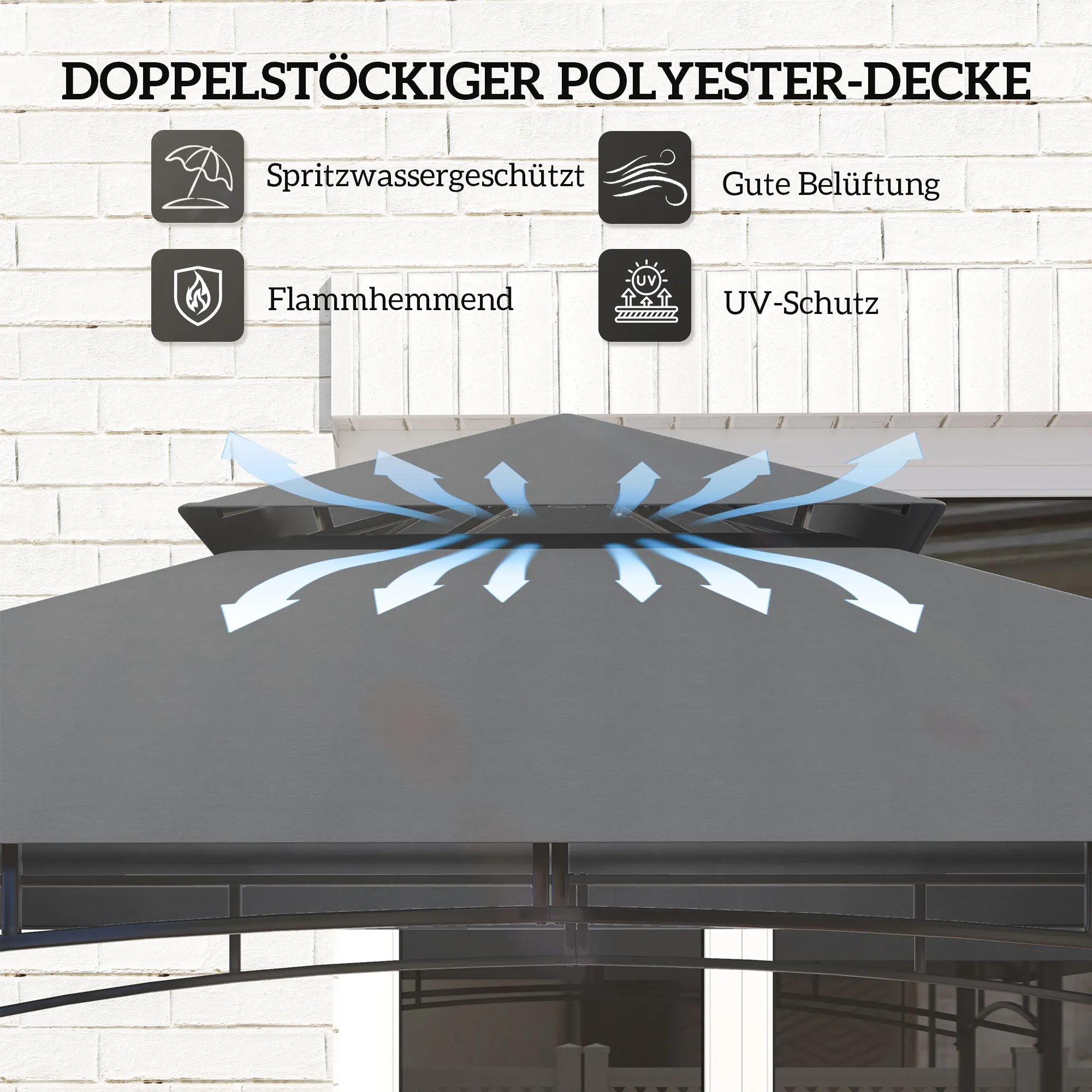 Grillpavillon Dunkelgrau 243L x 148B x 248H cm