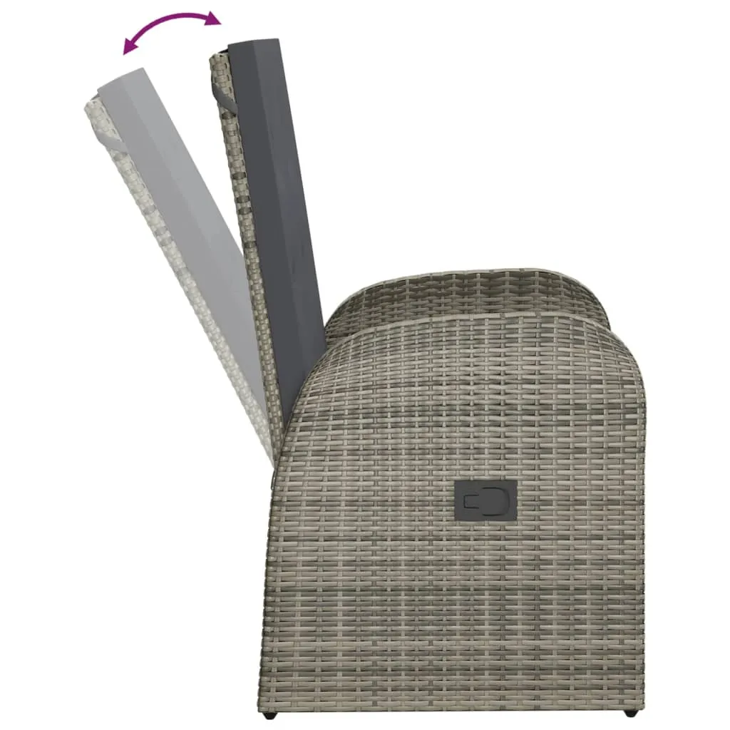 Rattan-Gartensessel 57x69x106 cm Grau mit Sitzkissen Dunkelgrau