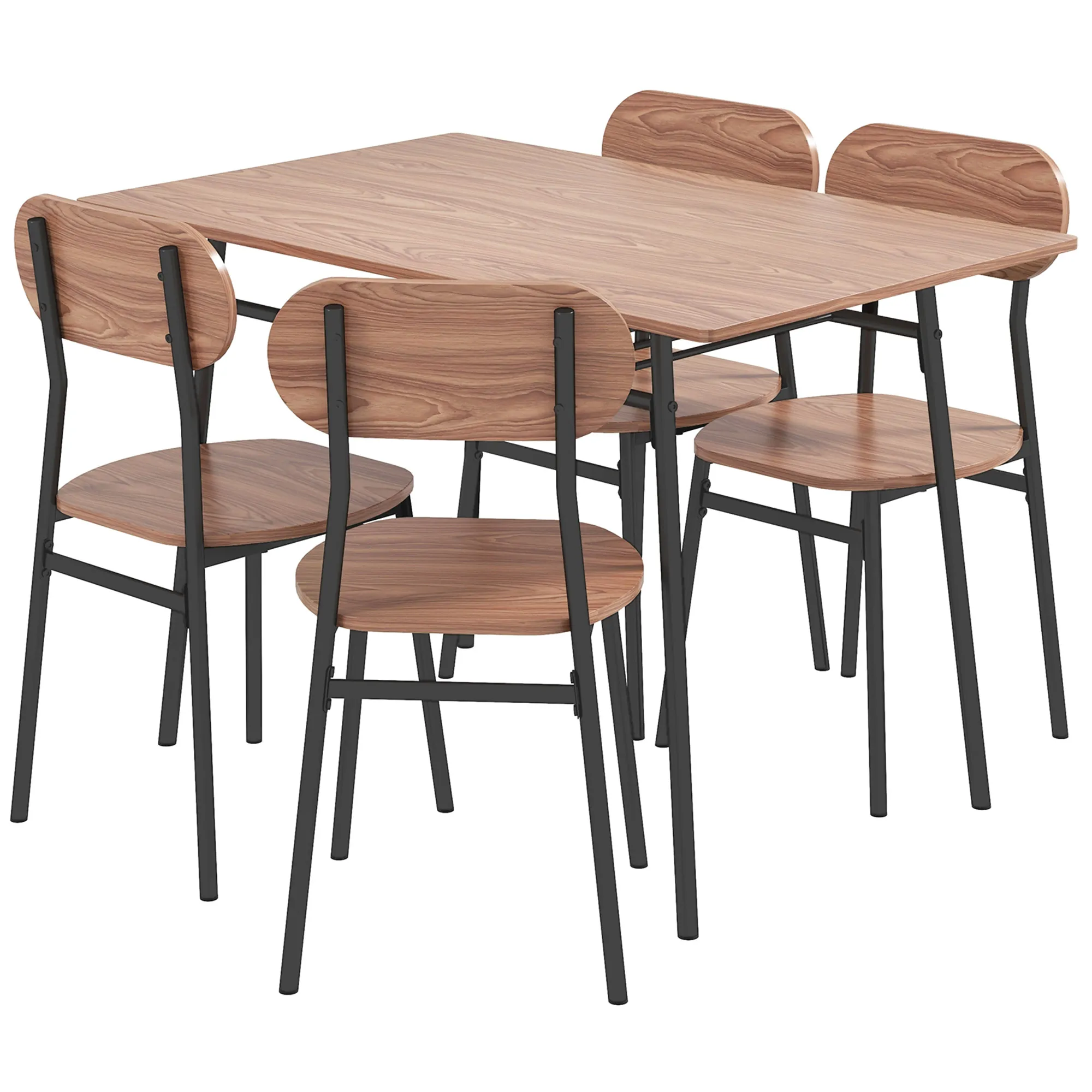 Essgruppe Tisch mit Stühlen Esszimmertisch, Industriedesign, 110 cm x 70 cm x 75 cm, Braun