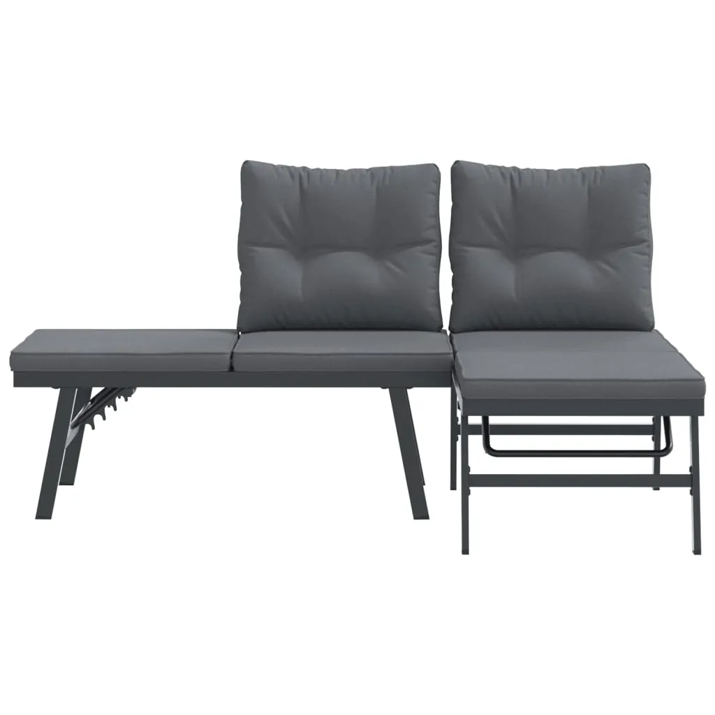 Gartenbank 165x110x76 cm Schwarz mit verstellbaren Seitenteilen