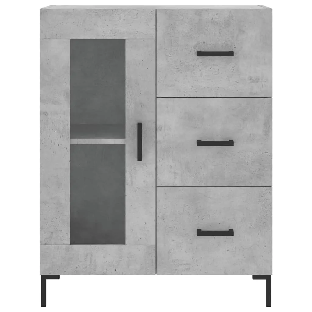 Highboard mit Sideboard 69,5x34x180 cm Betongrau aus Holzwerkstoff und Metall