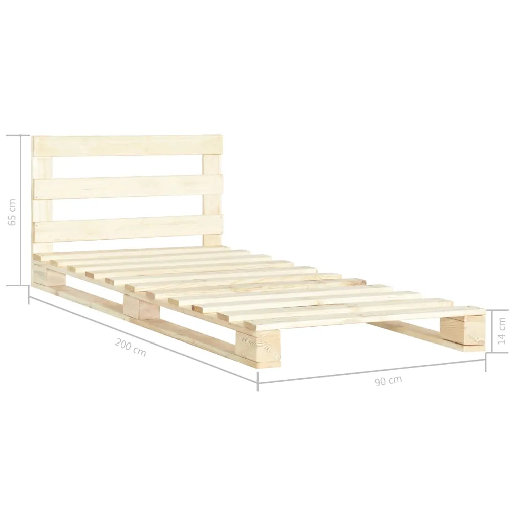 Paletten-Bettrahmen Naturholz 200 x 90 x 65 cm in Natur
