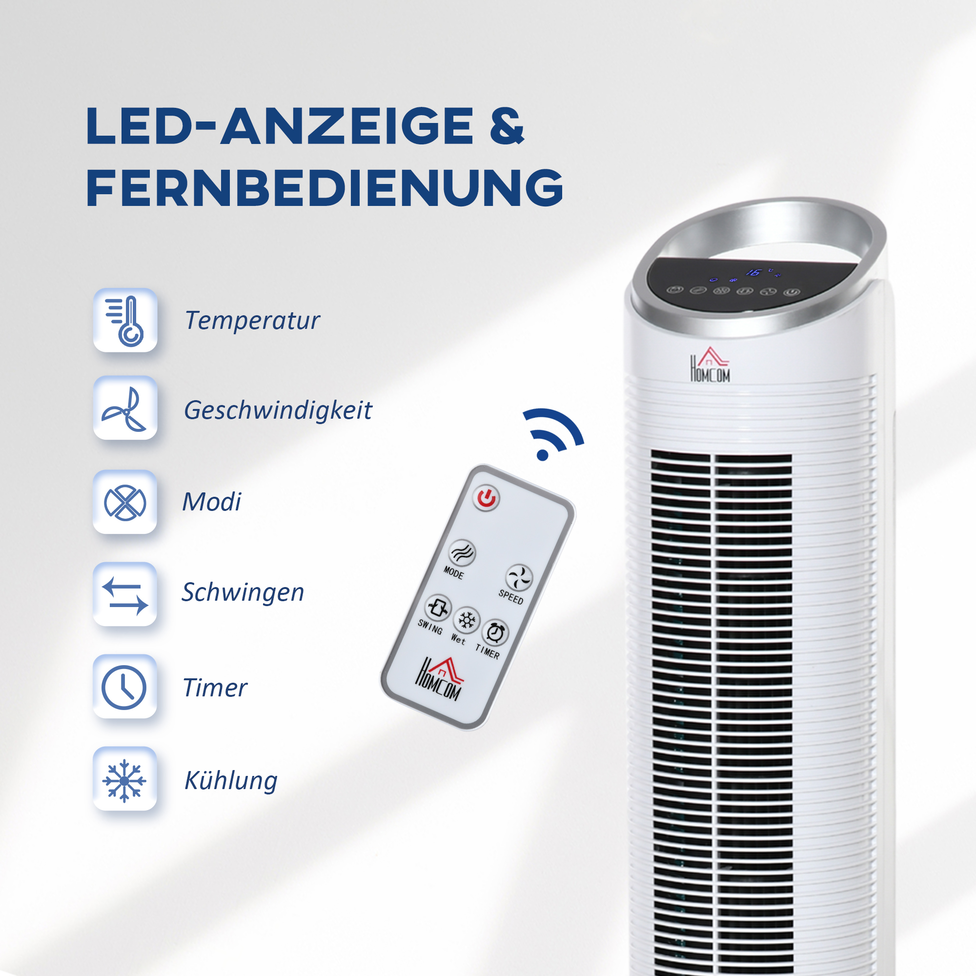 Ventilator mit Eisboxen, 30 cm Durchmesser, Weiß