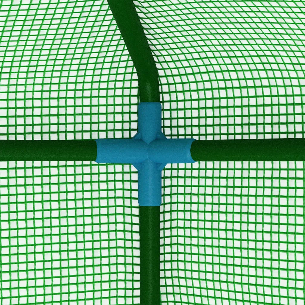 Gewächshaus 143x143x195 cm Grün mit Stahlrahmen und PE-Netzgewebe