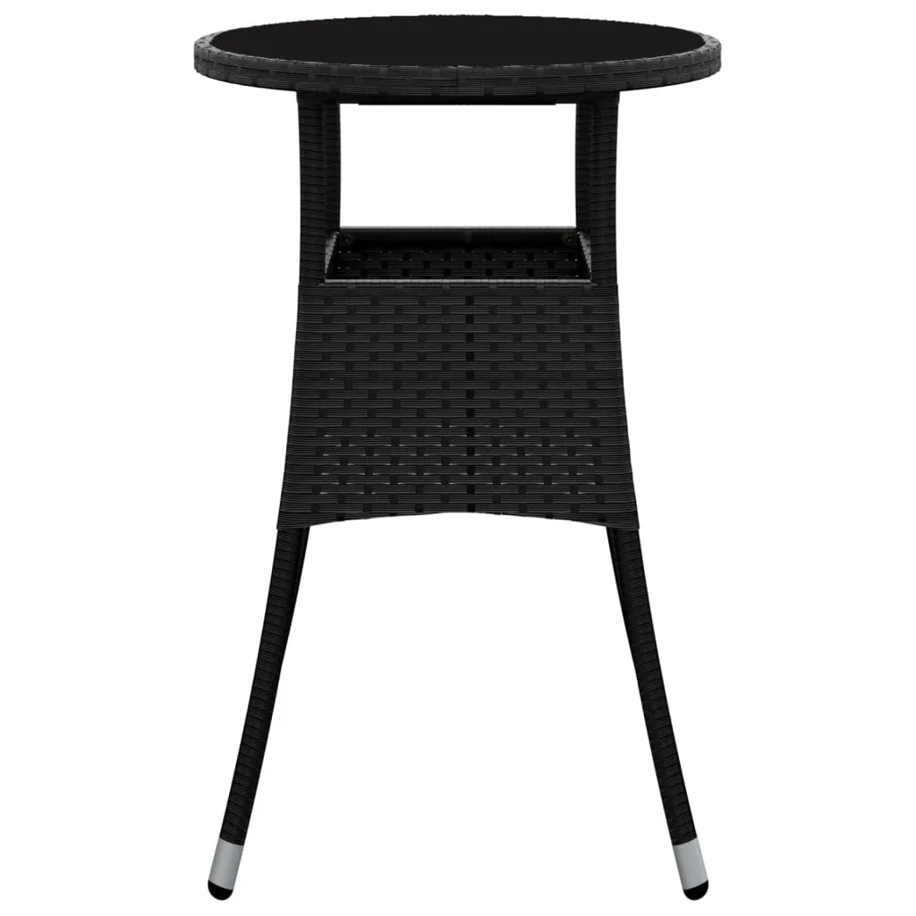 Gartentisch Ø60x75 cm Hartglas und Poly Rattan Schwarz