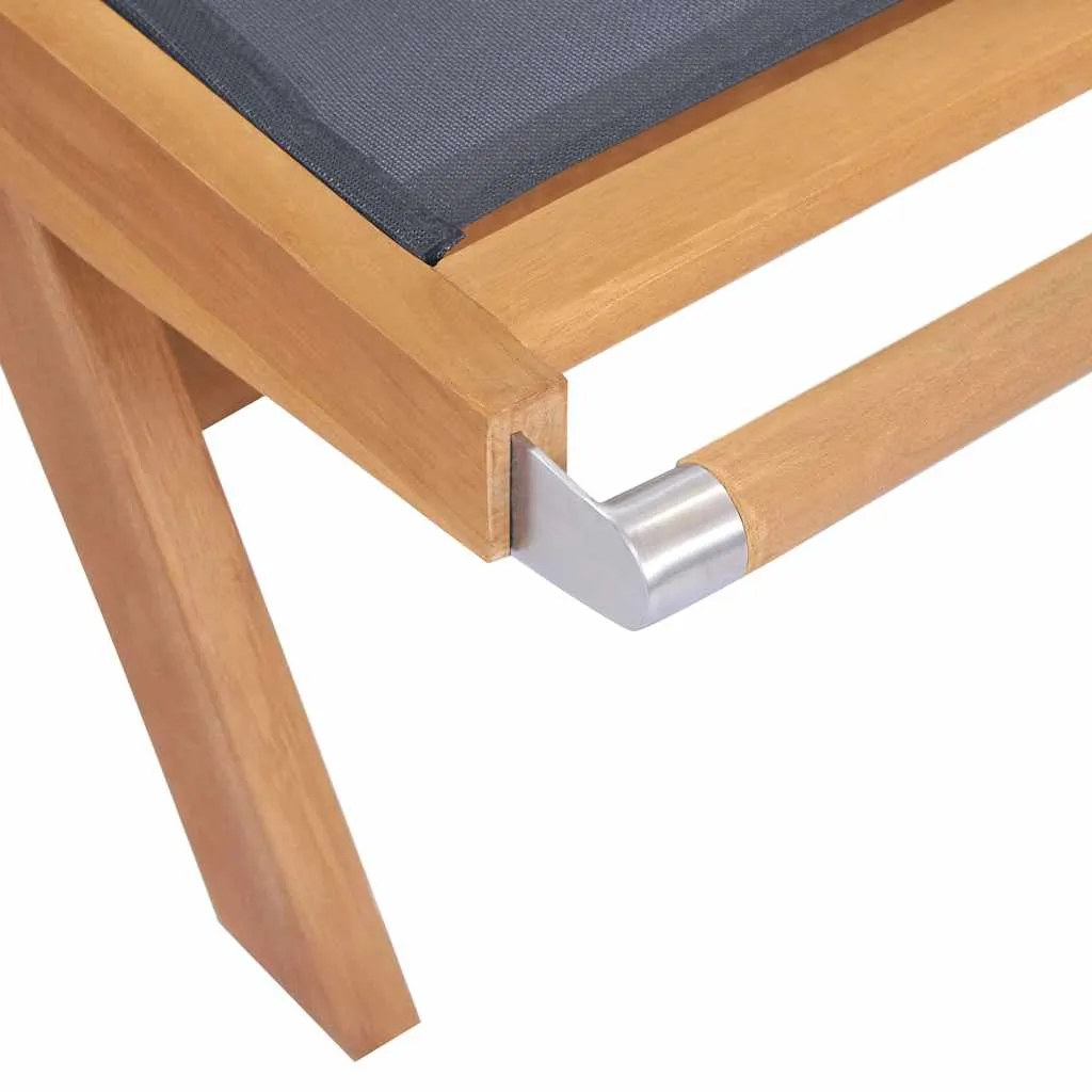 Klappbare Sonnenliege aus Naturholz mit Textilene, 206x60x35 cm, Braun