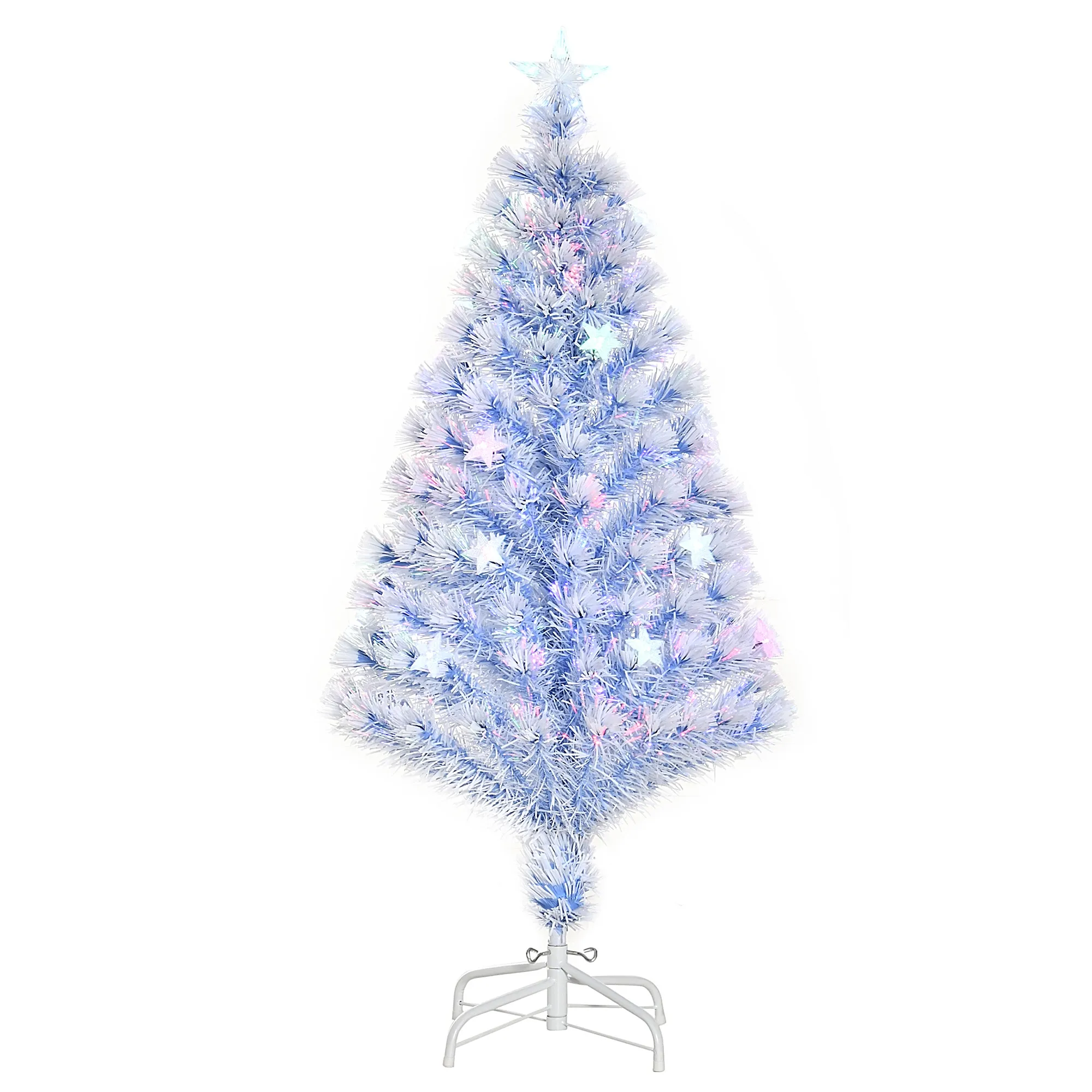 Künstlicher Weihnachtsbaum 120 cm mit LED und Glasfaser Weiß-Blau
