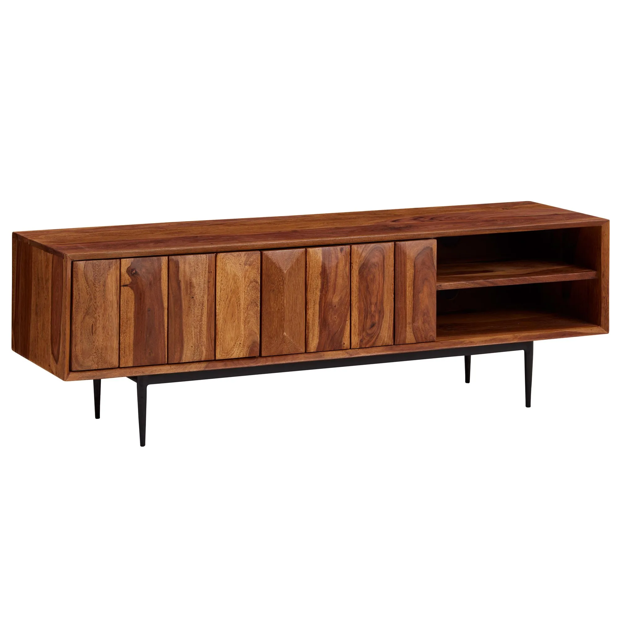 tinkaro Lowboard AGRINA Sheesham Massivholz TV-Kommode Braun