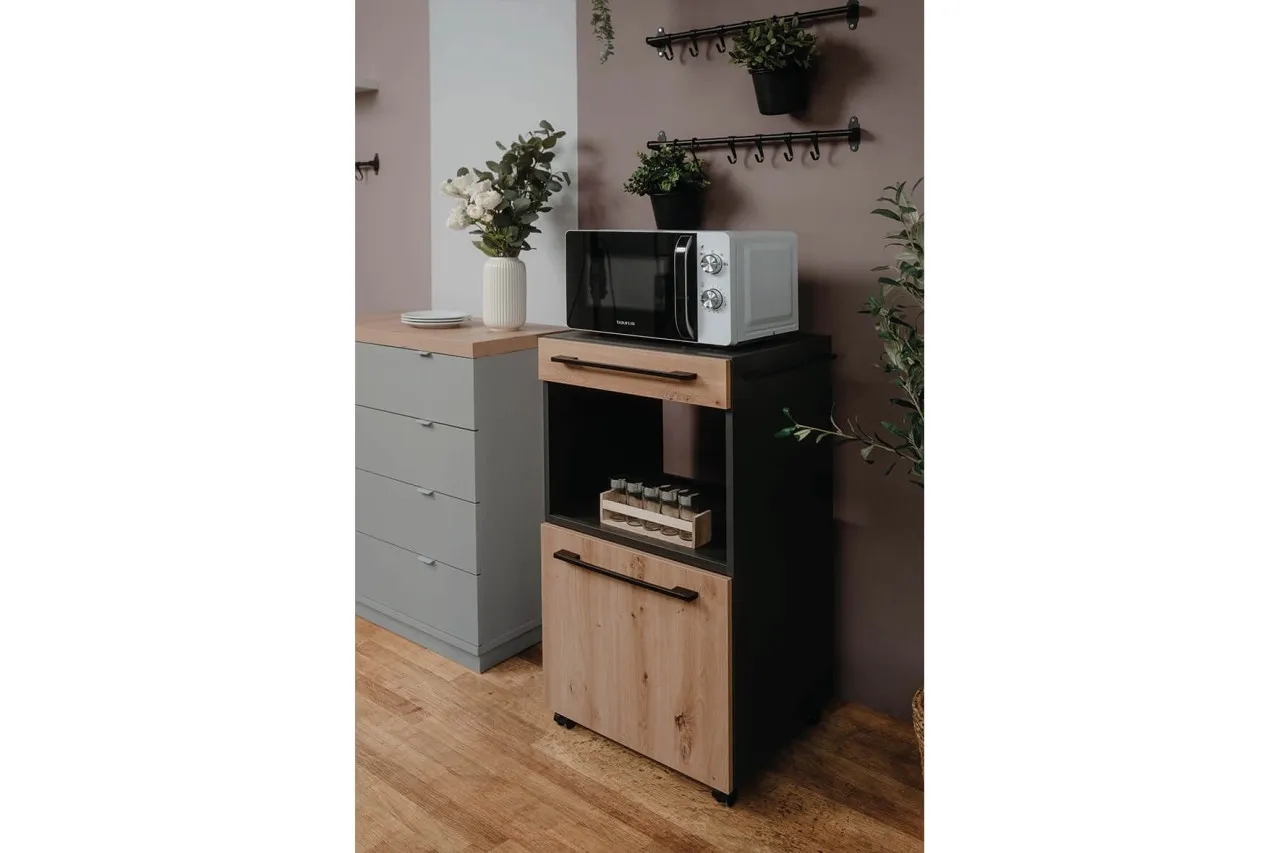 finori Rollcontainer Palma 50x95,5 cm Anthrazit / Artisan Oak Schubladenschrank