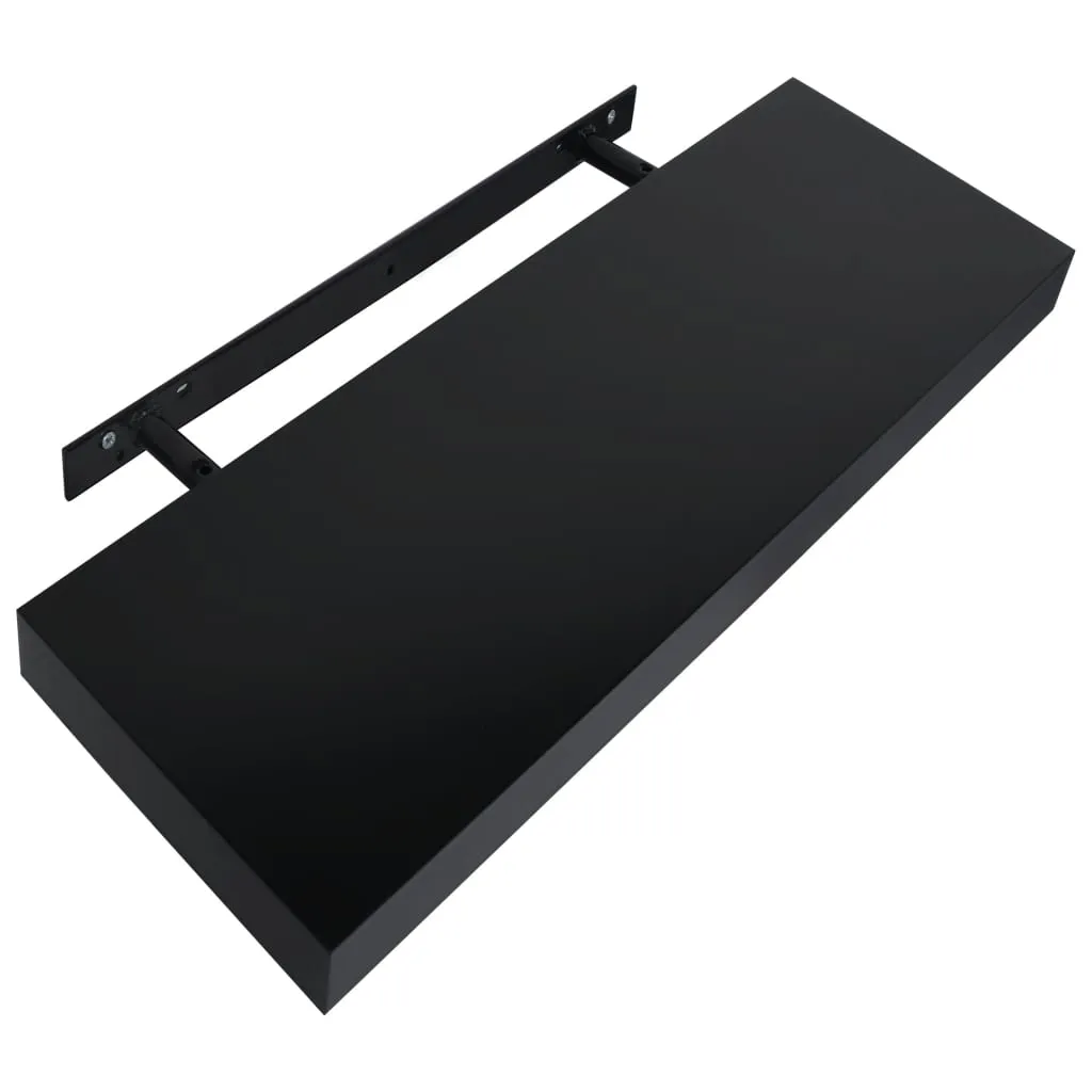 Schweberegal Schwarz 40 x 20 x 3,8 cm - 2 Wandregale