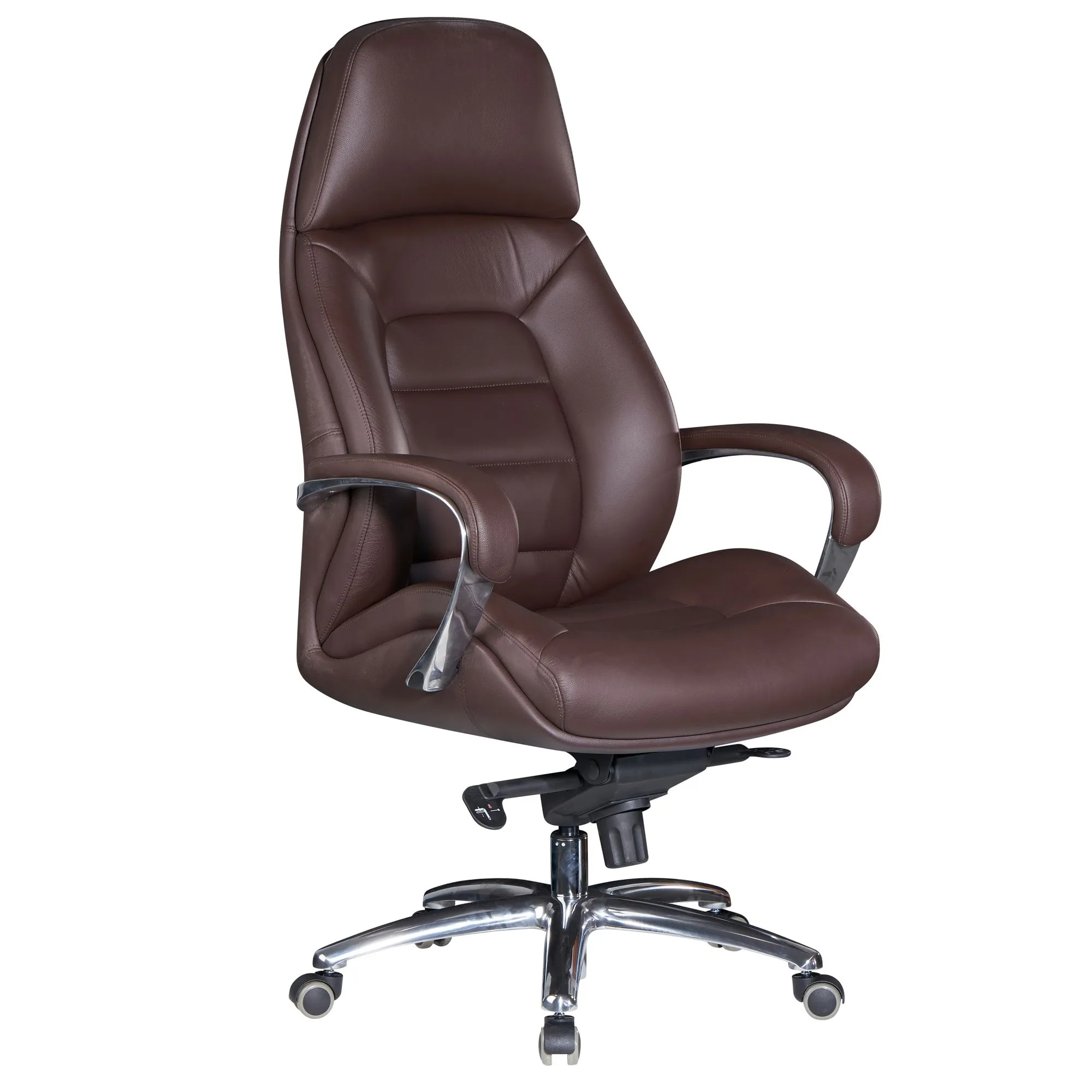 Amstyle Designer Bürostuhl Bezug Echtleder Braun Schreibtischstuhl bis 120 kg