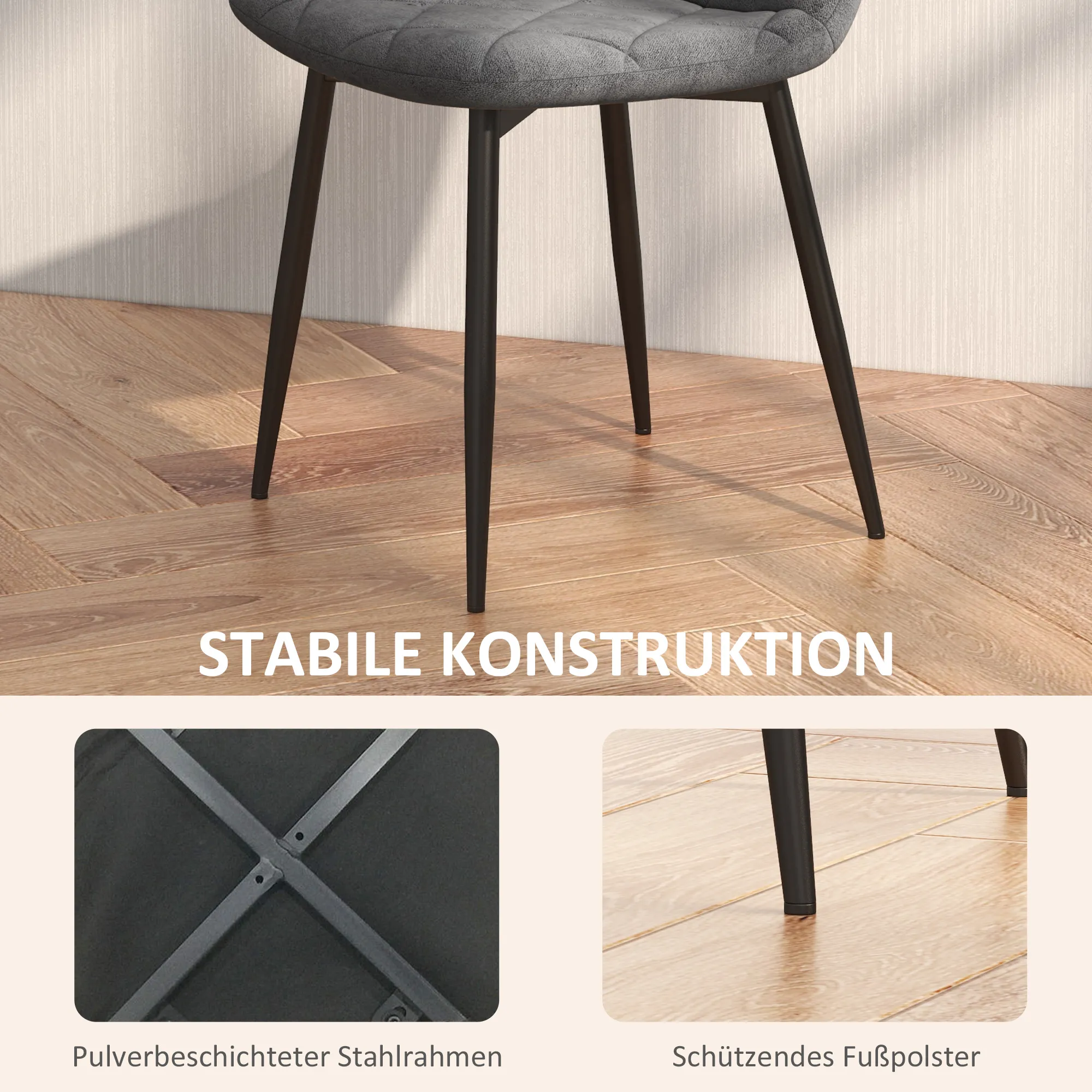 Esszimmerstuhl Set 4-teilig Grau 45B x 54T x 87H cm
