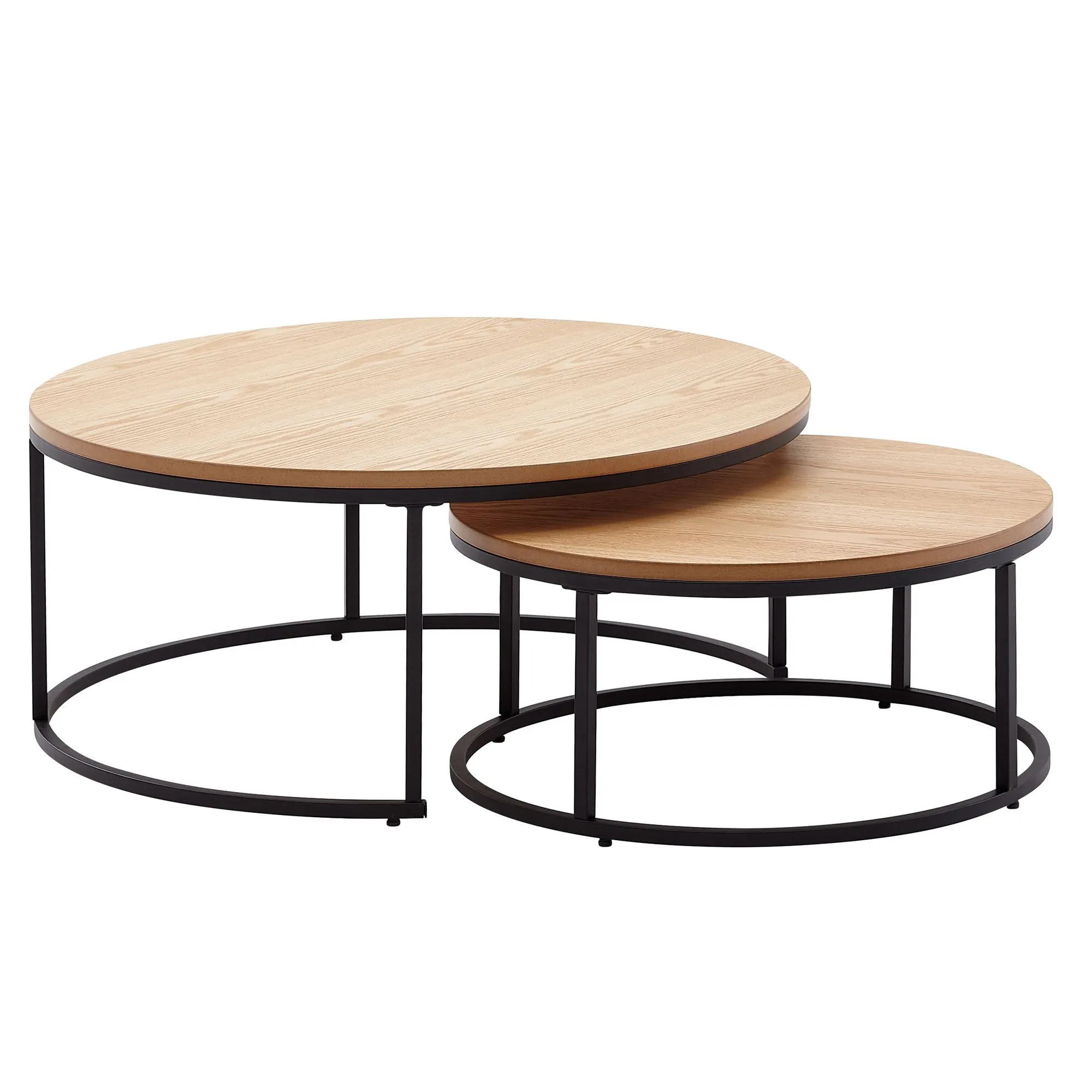 tinkaro Sofatisch Set YUVA Eiche Holz 2er Set Couchtisch modern