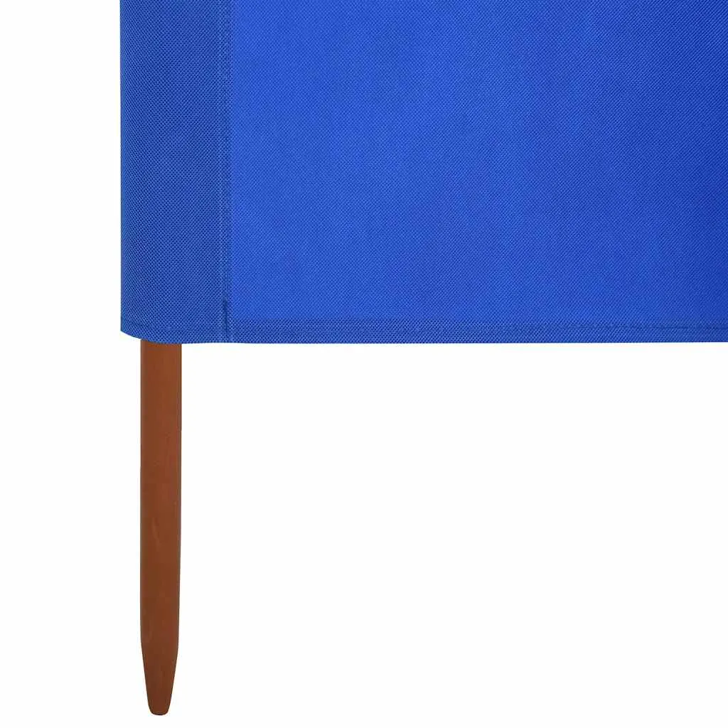 9-teiliger faltbarer Windschutz 1200x160 cm Azurblau mit Massivholz-Stangen