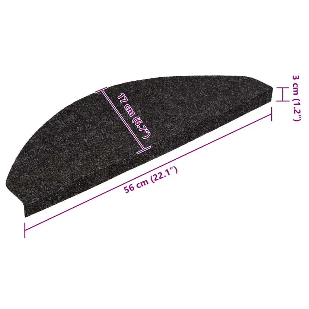 Stufenmatten Selbstklebend 15 Stk. 56x17x3 cm Schwarz