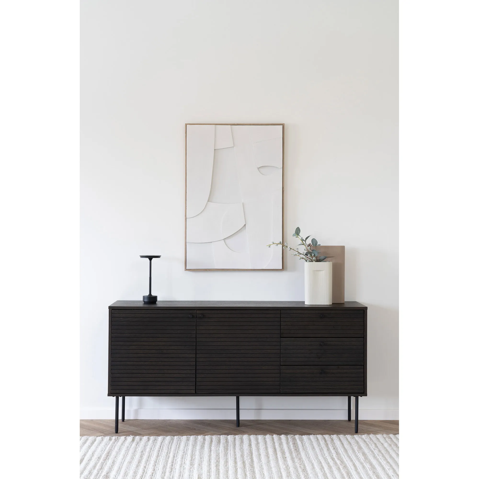 tinkaro Sideboard Kyoto Eichenfurnier, Melamin, MDF, Stahl -