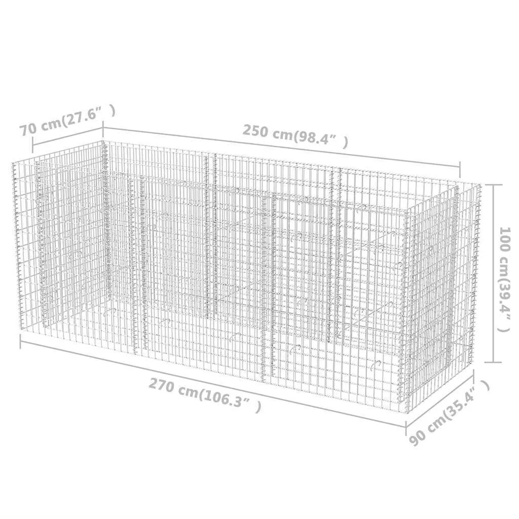 Gabionen-Hochbeet Stahl 270x90x100 cm