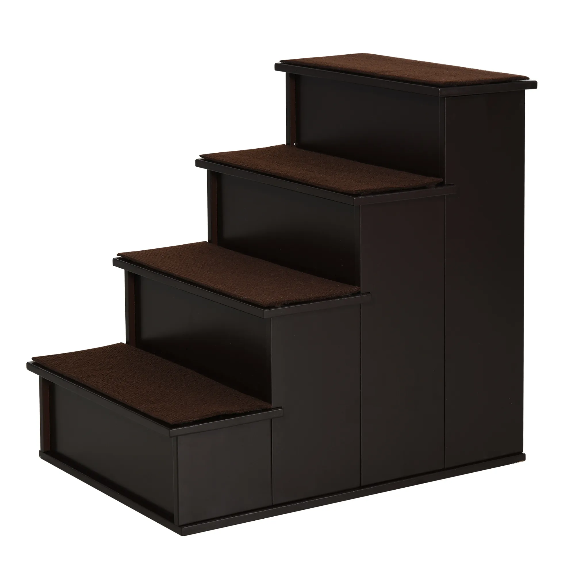 Haustiertreppe für Hunde & Katzen, 4-stufig, MDF, Dunkelbraun