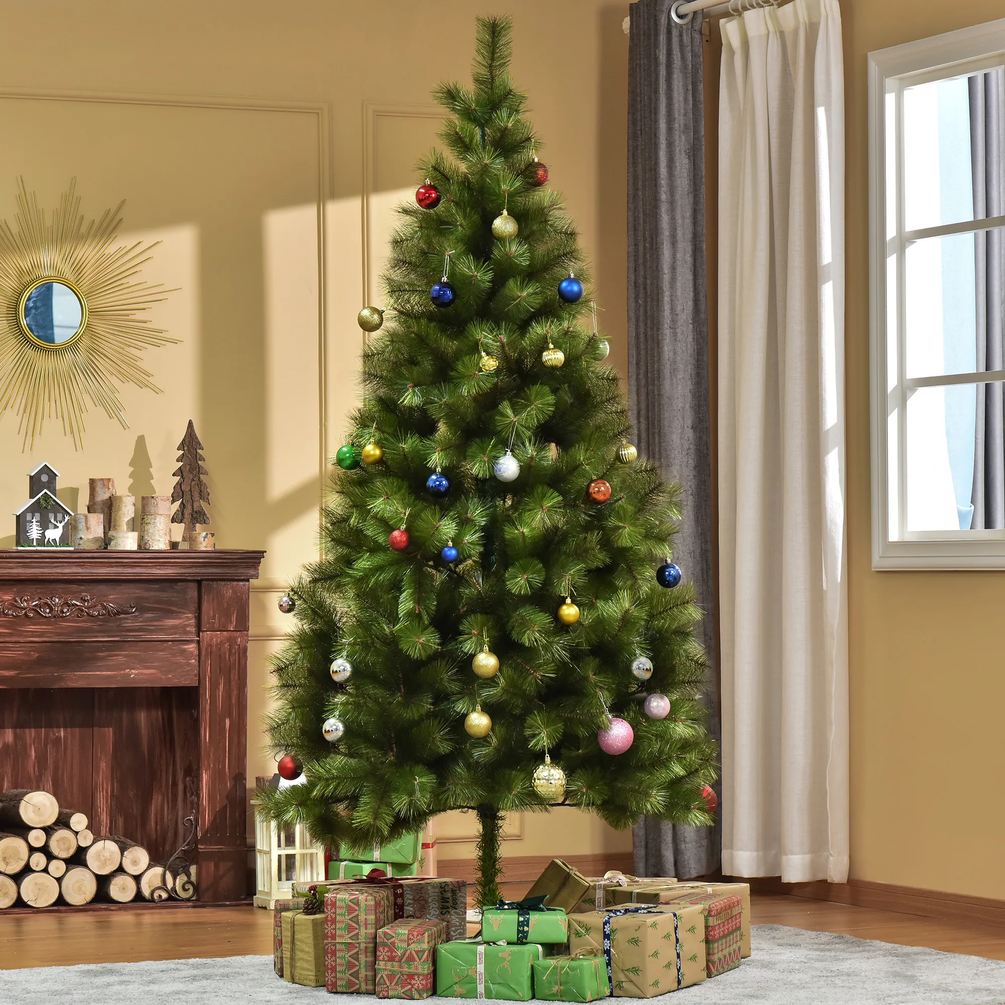 Künstlicher Weihnachtsbaum 210 cm mit silbernen Akzenten, Grün