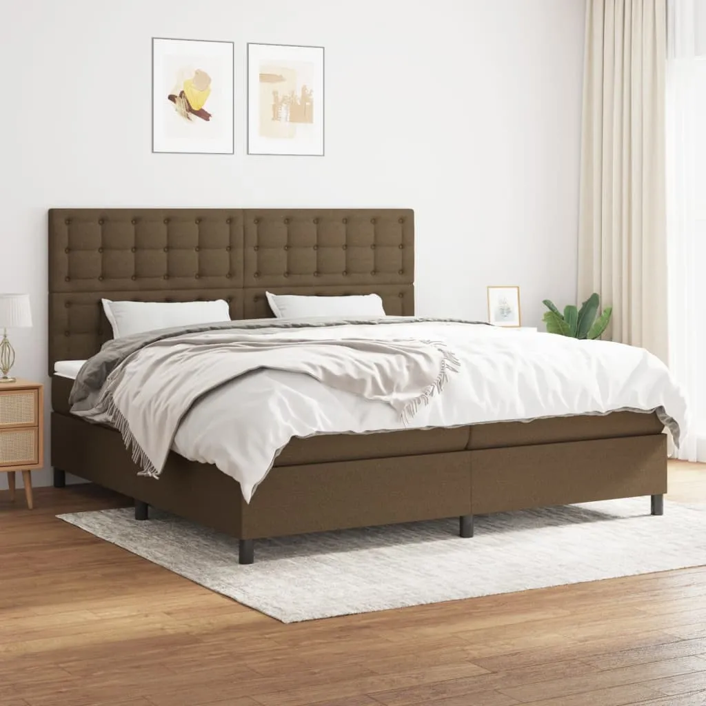 Boxspringbett 200x203 cm Taschenfederkern Dunkelbraun Stoff