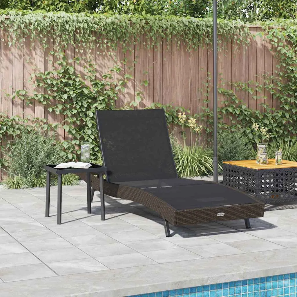 Sonnenliege mit Tisch 197x70x82 cm Schwarz und Braun