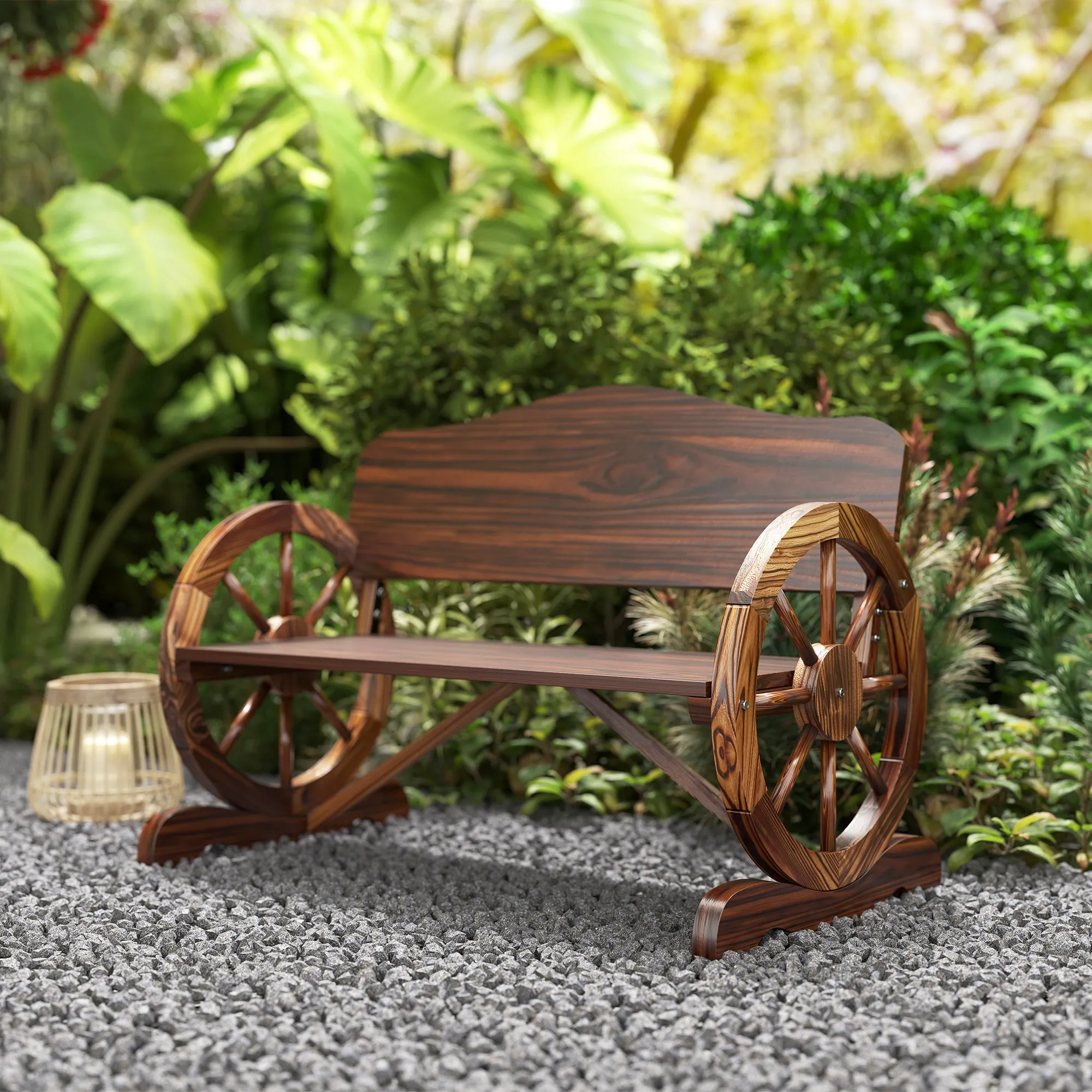 Wetterfeste Gartenbank 110x55x80 cm in Verkohlter Optik