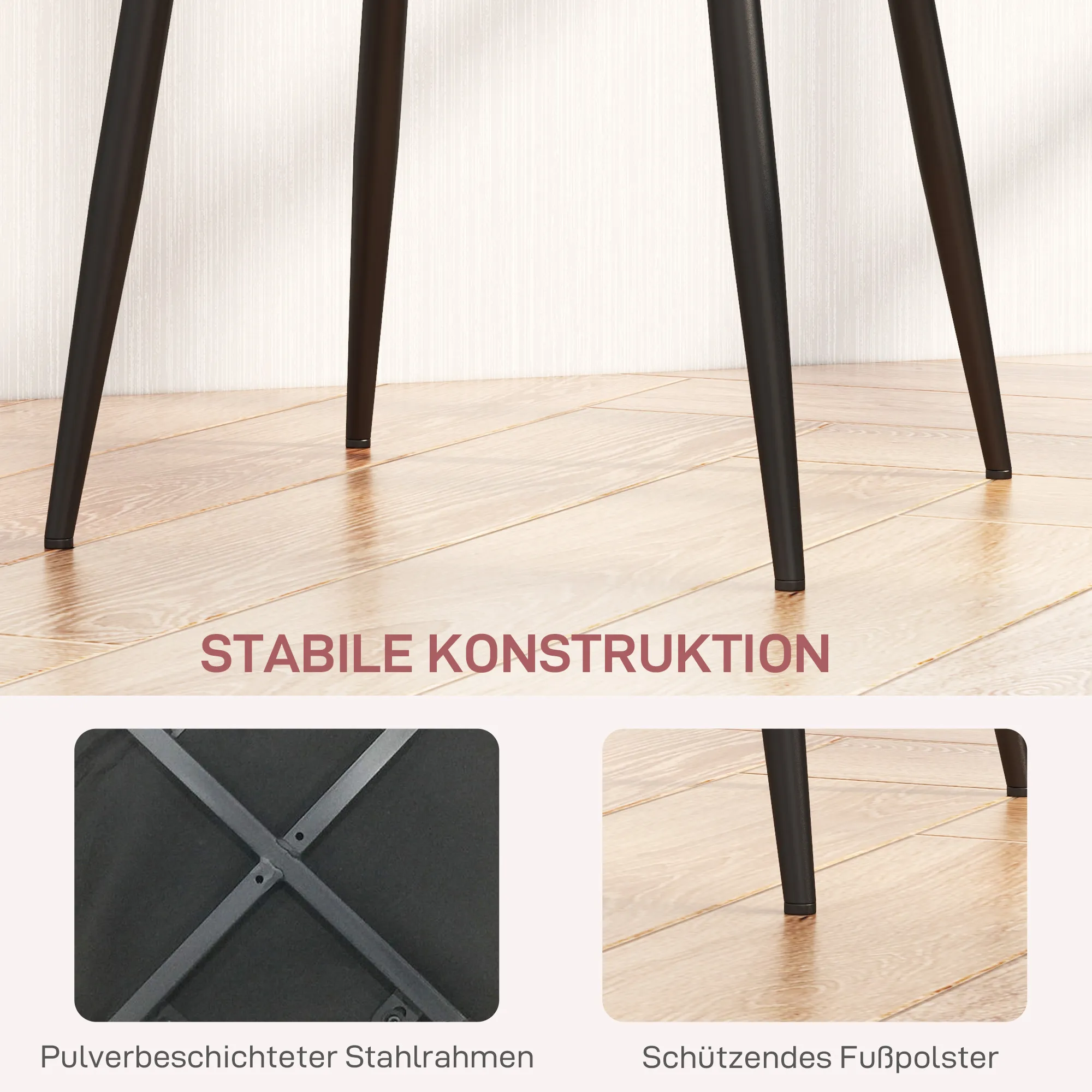 Esszimmerstuhl Set 4-teilig Rosa 45B x 54T x 87H cm