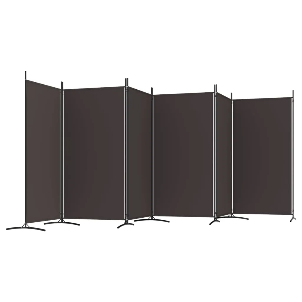 Paravent Raumteiler 520x180 cm Braun mit 6 Paneelen aus Stoff