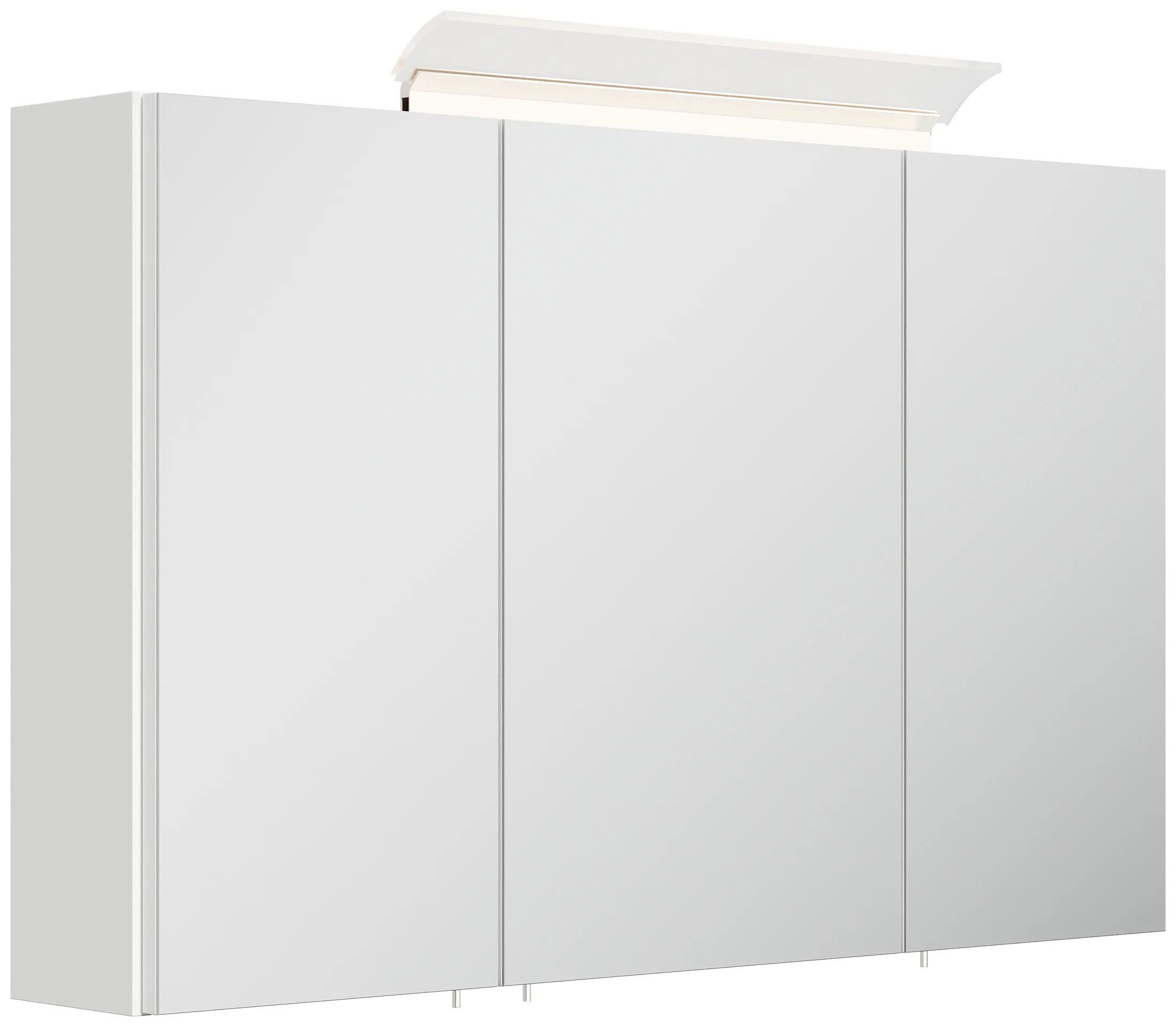 Spiegelschrank 100cm inkl. Design LED-Lampe und Glasböden weiss hochglanz