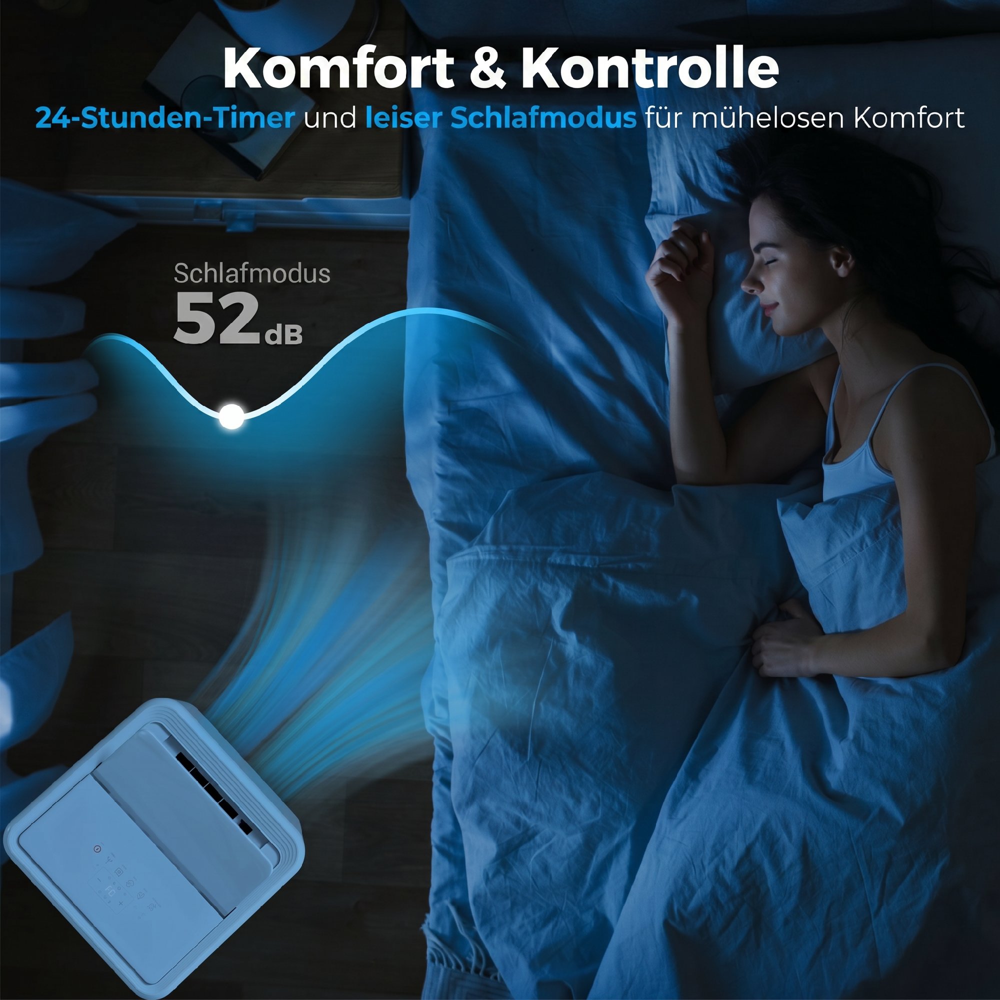 Mobiles Klimagerät mit Abluftschlauch 12000 BTU 3,5 kW, 5-in-1, 24h-Timer, Fernbedienung bis 35㎡