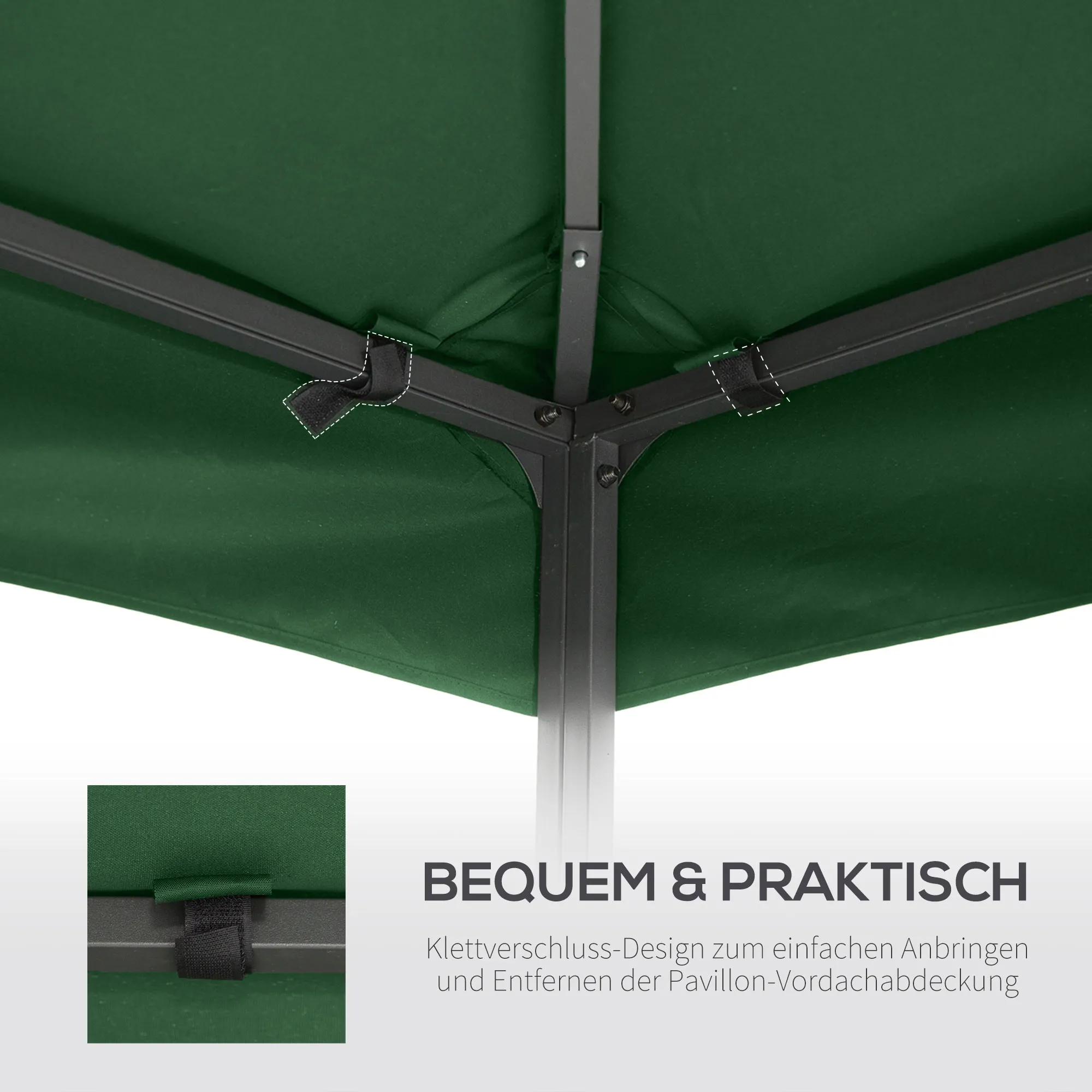 Ersatzdach für Pavillon 3 x 3 m wasserdicht Pavillondach mit Doppeldach Ablauflöcher, Ersatzbezug Ersatzteile für Gartenpavillon Gartenzelt Dunkelgrün