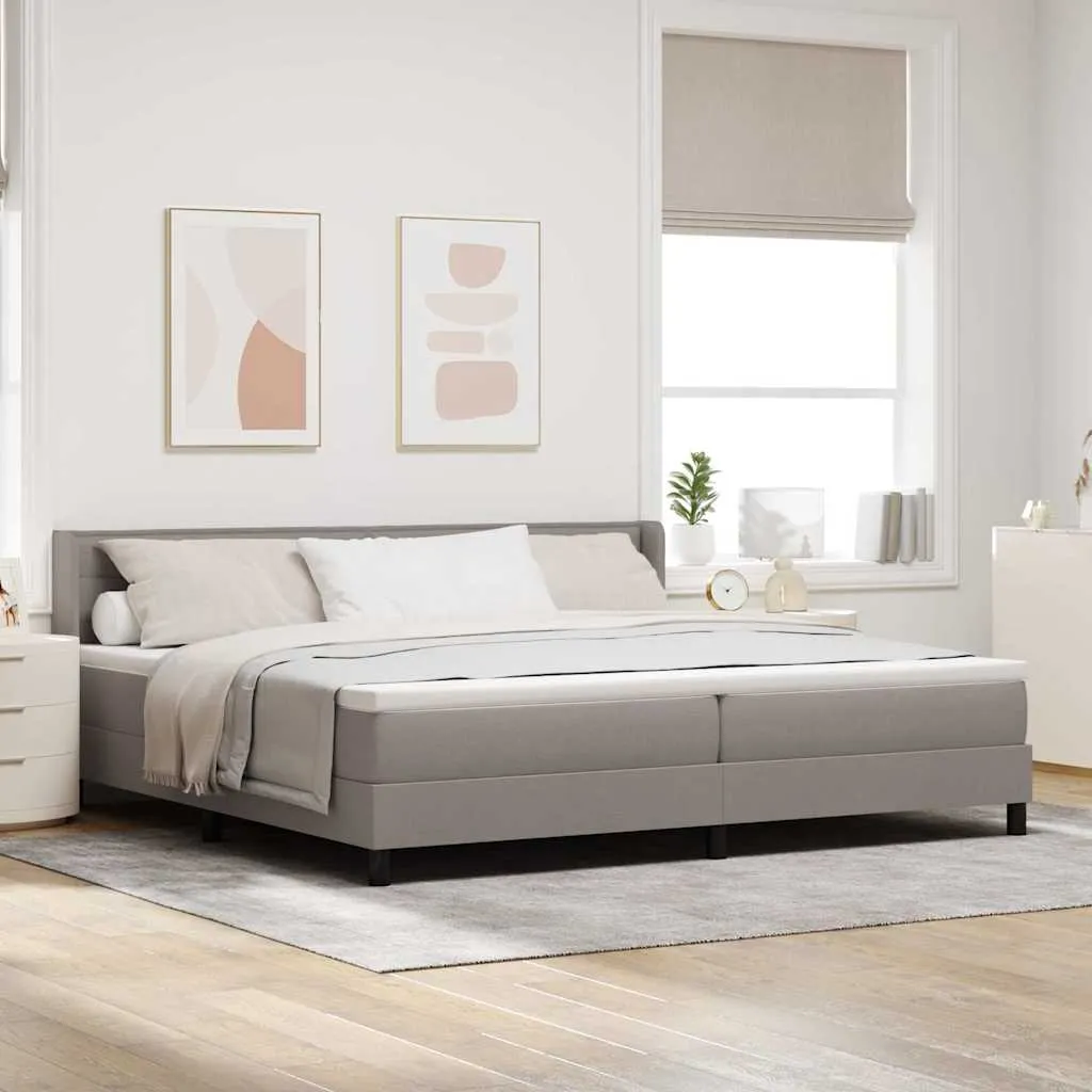 Boxspringbett 200x200 cm Massivholz Kiefer Polyester Taupe