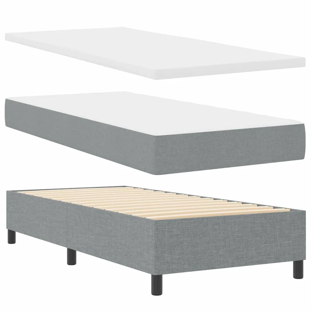 Boxspringbett LED Hellgrau 90x190 cm Massivholz & Stoff