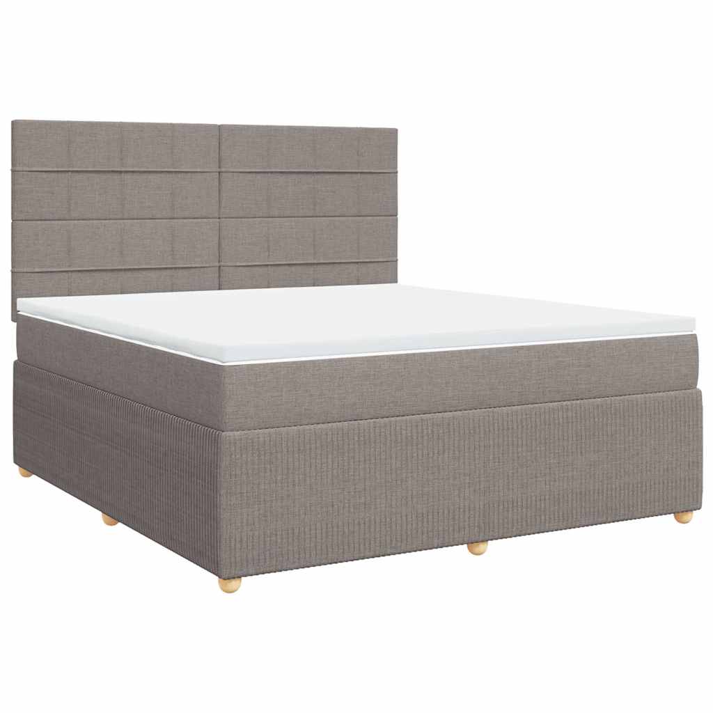 Boxspringbett Taupe 180x200 cm mit LED-Lichtern und Topper