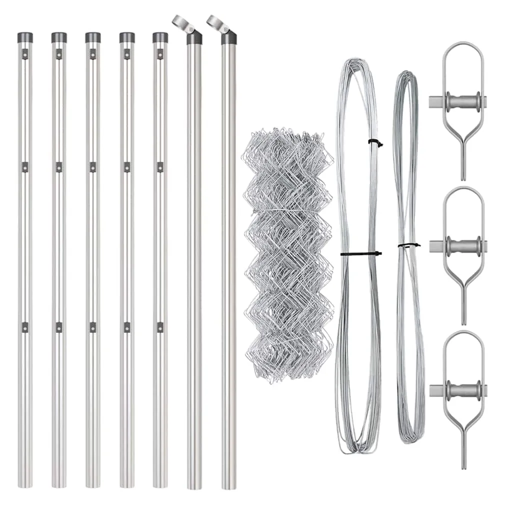 Zaunpfosten Set aus Stahl 1000 x 3,2 x 80 cm Silber