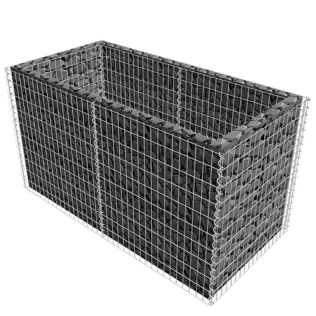 Gabionen-Hochbeet 180 x 90 x 100 cm in Silber