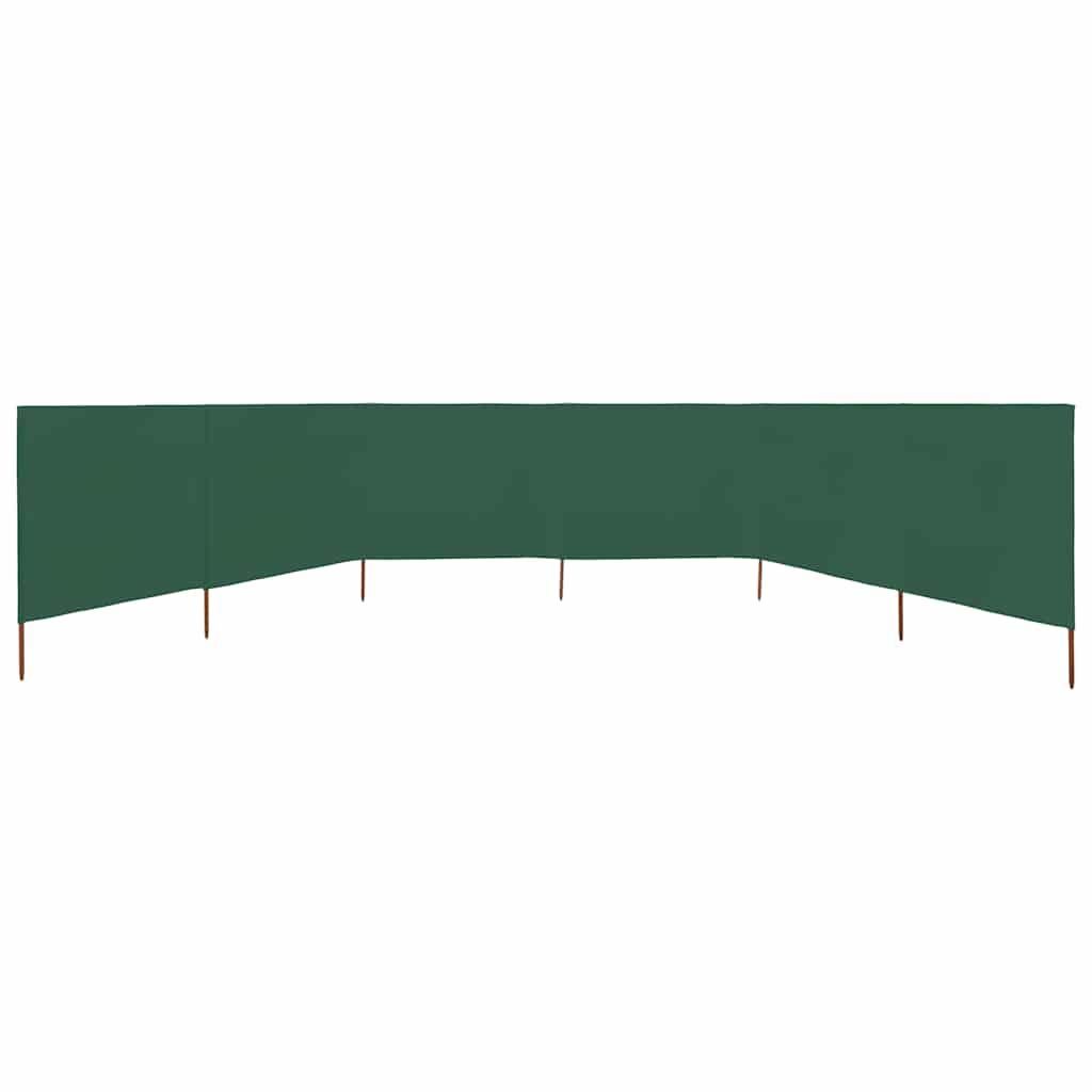 6-teiliger faltbarer Windschutz 800x80 cm Grün mit Vliesstoff und Massivholz