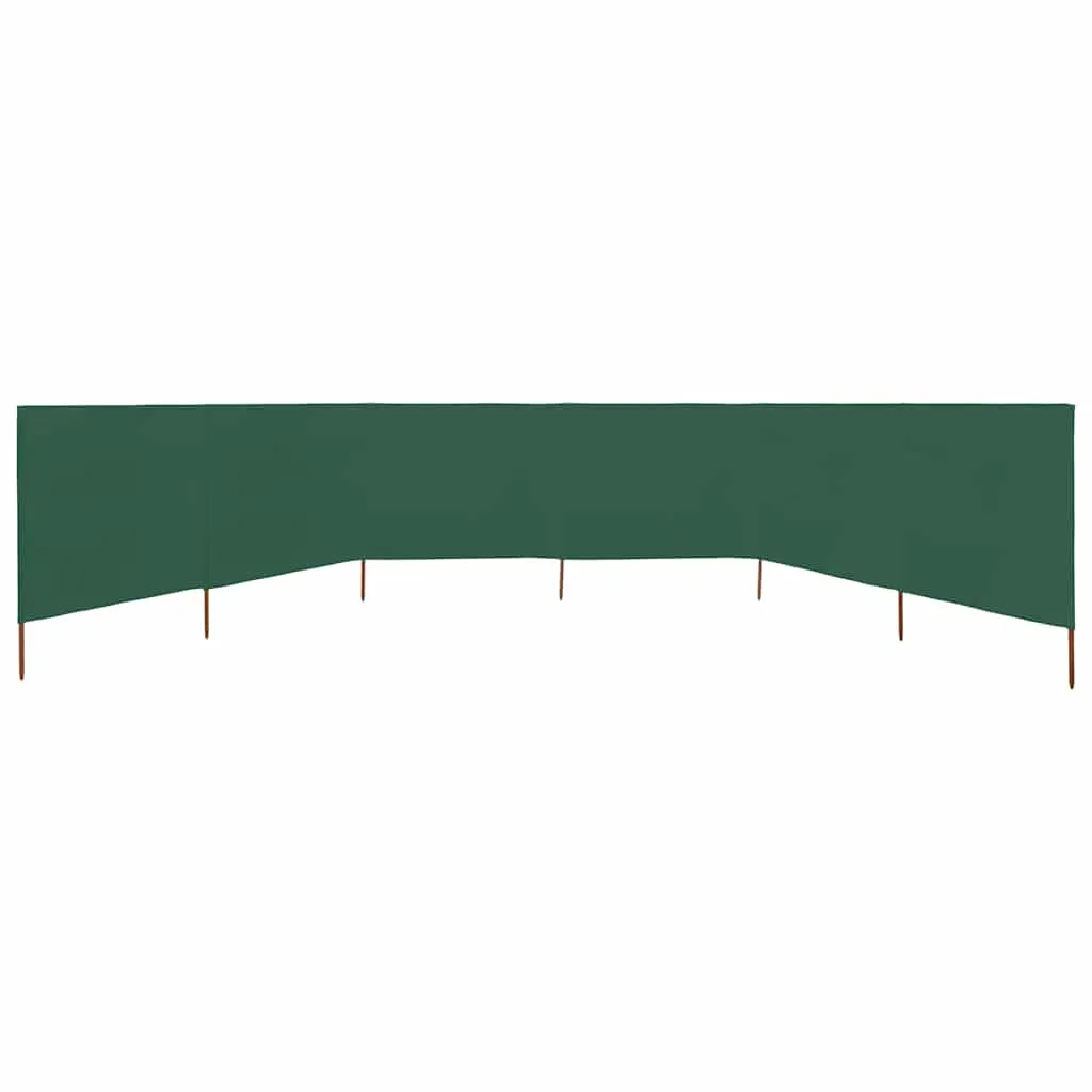 6-teiliger faltbarer Windschutz 800x80 cm Grün mit Vliesstoff und Massivholz