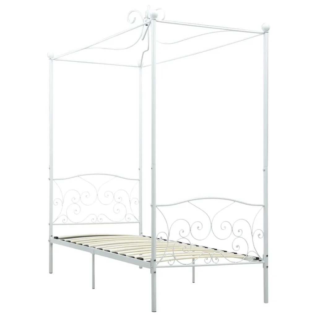 Weißes Himmelbett-Gestell aus Metall 211x99x227 cm