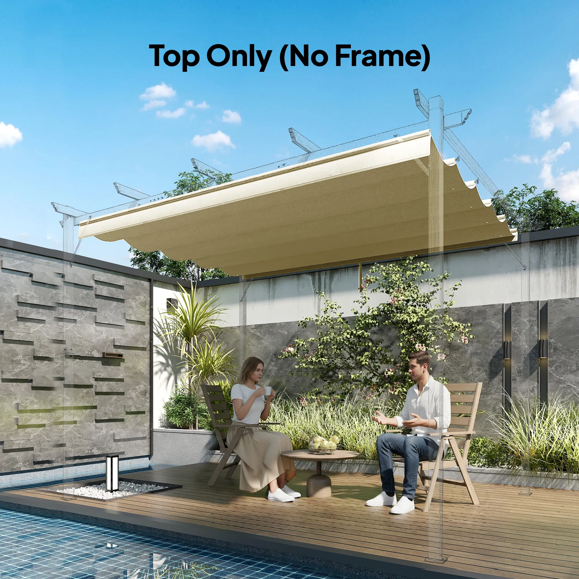 Ersatzdach 3 x 3 m Beige für Pavillons