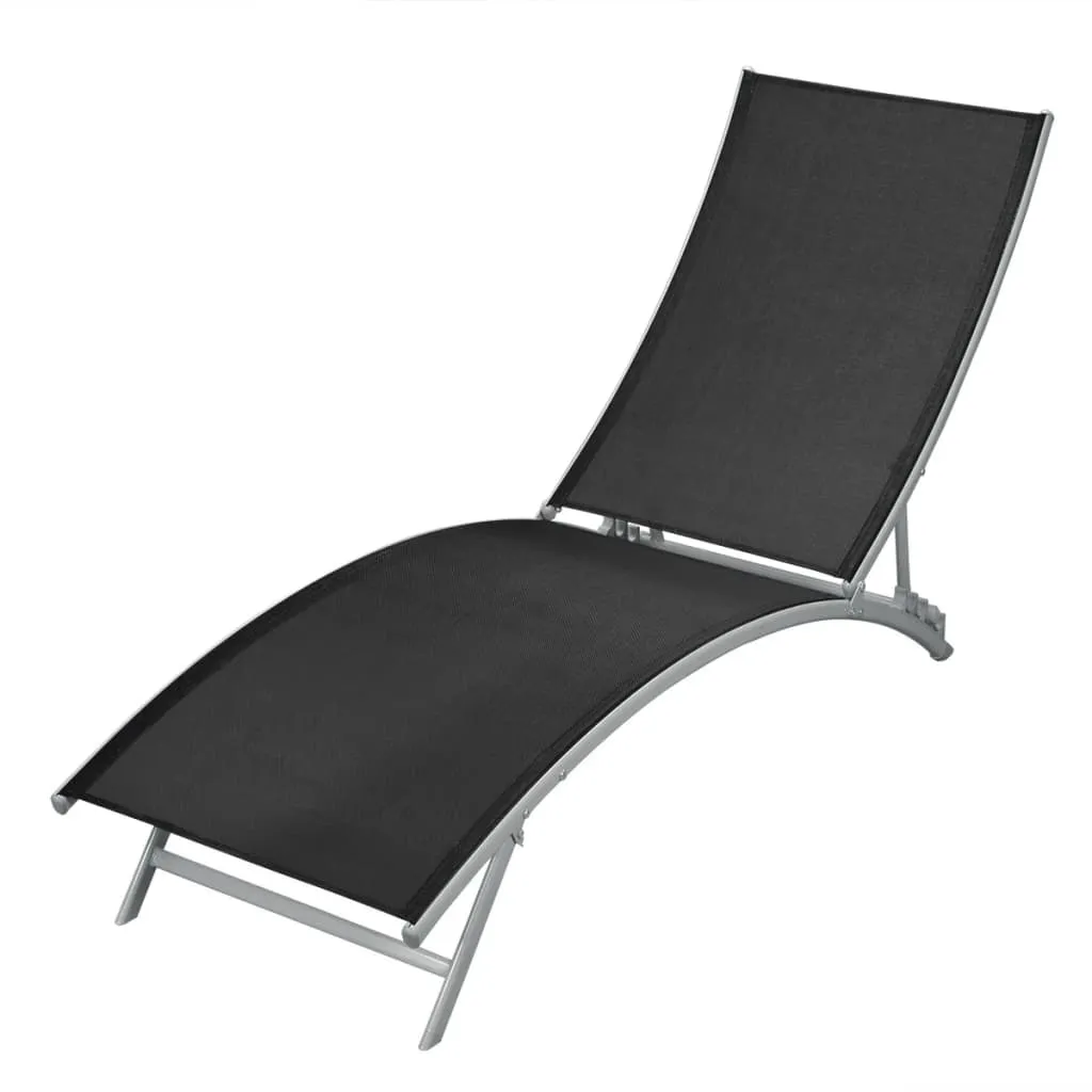 Sonnenliege Schwarz, (142-162) x 55 x (73-102) cm, Stahlgestell