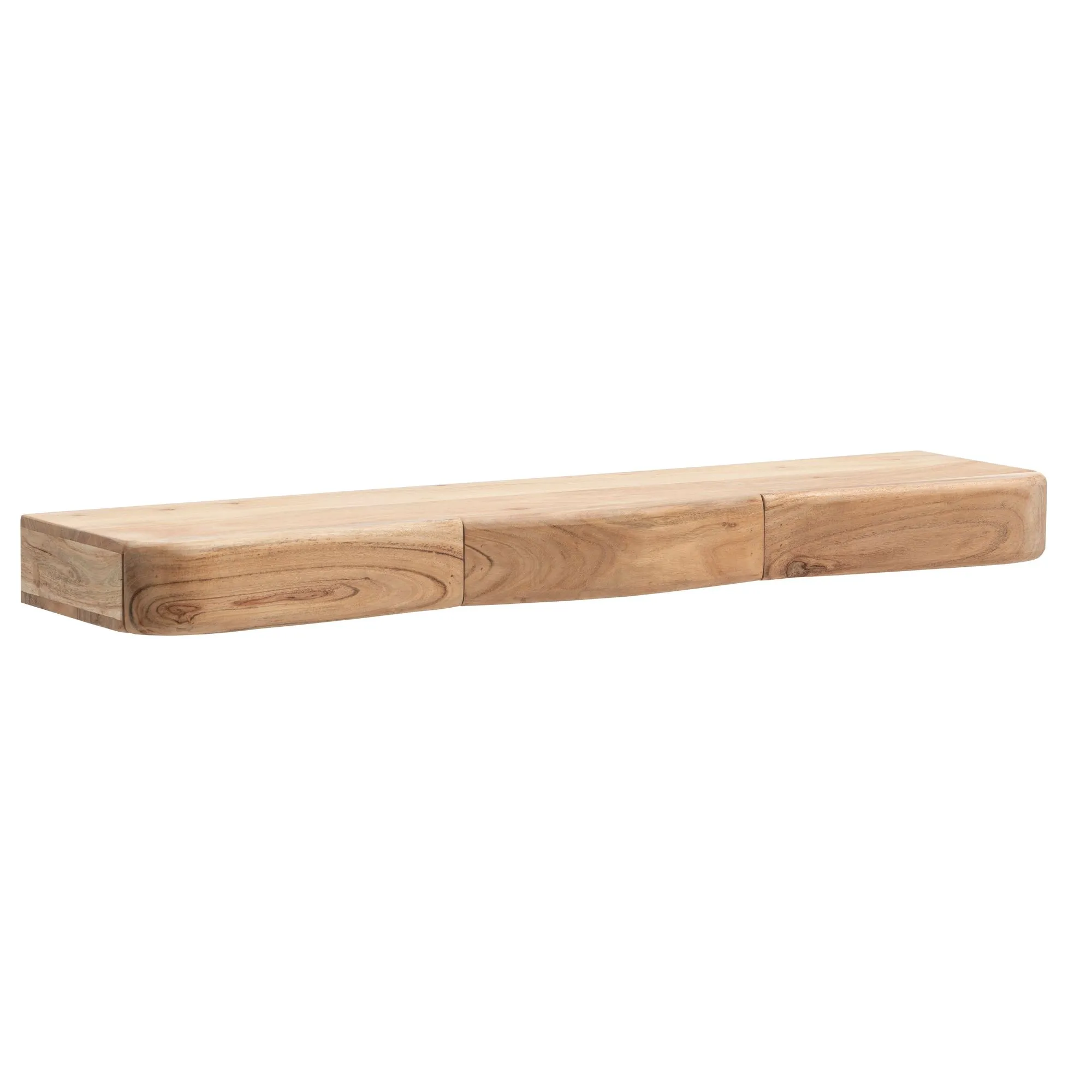 Wandregal Akazie Massivholz 100cm mit drei Schubladen - Design Regal für die Wand - Holz Wandboard mit Stauraum - Schwebendes Hängeregal aus Echtholz