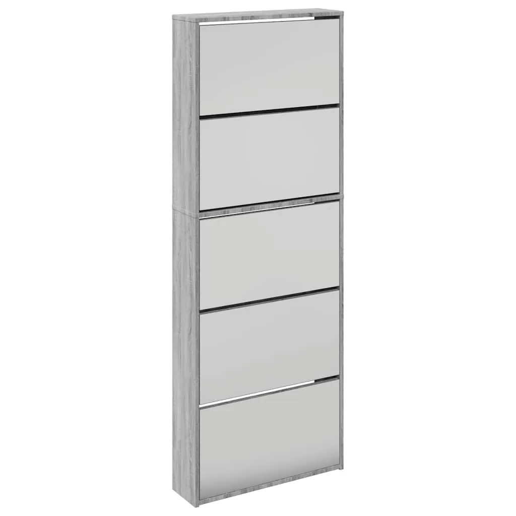 Moderner Schuhschrank Grau Sonoma 63x17x169,5 cm mit 5 Kippfächern