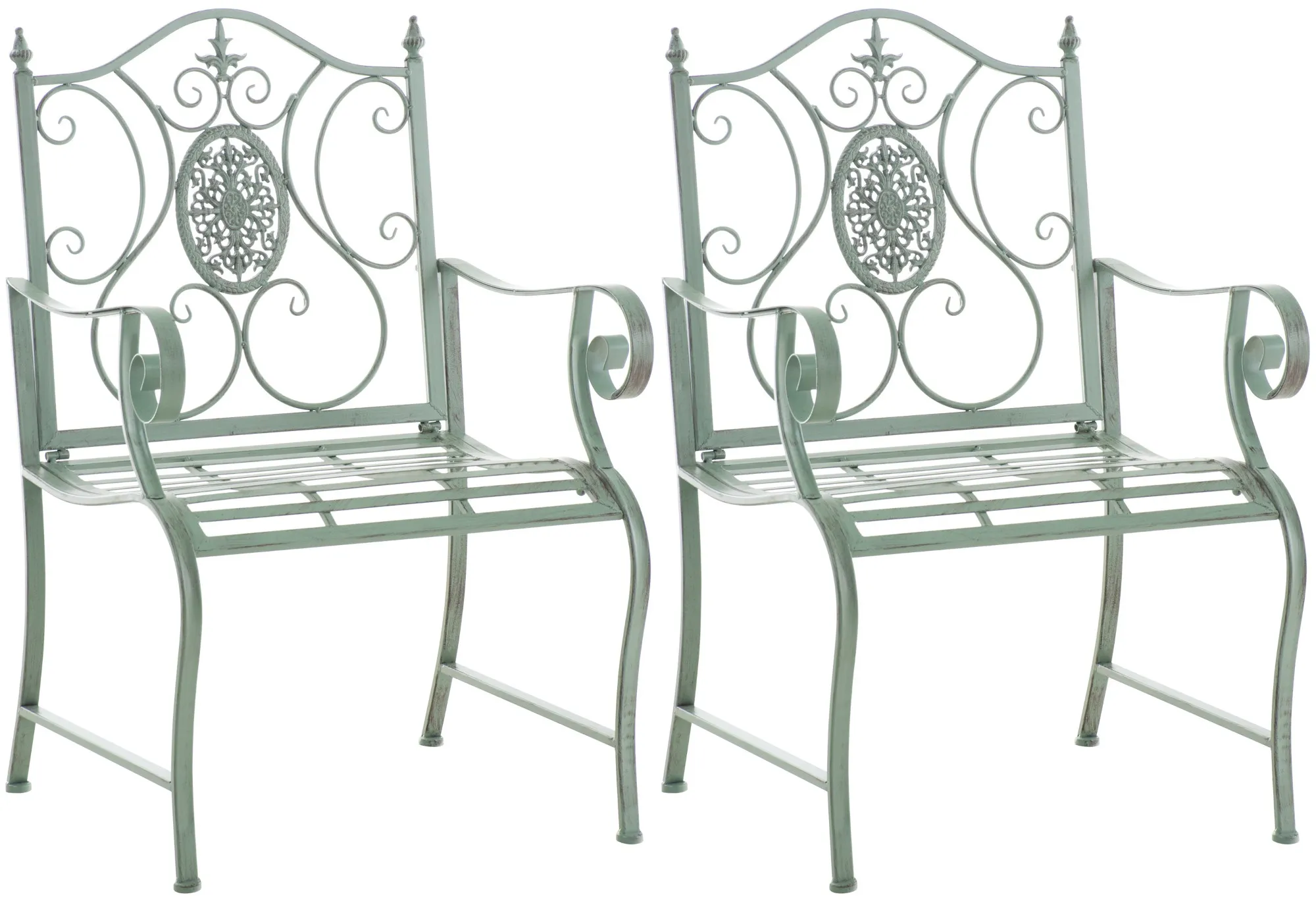 2er Set Gartenstühle Punjab 94x62x53 cm antik-grün