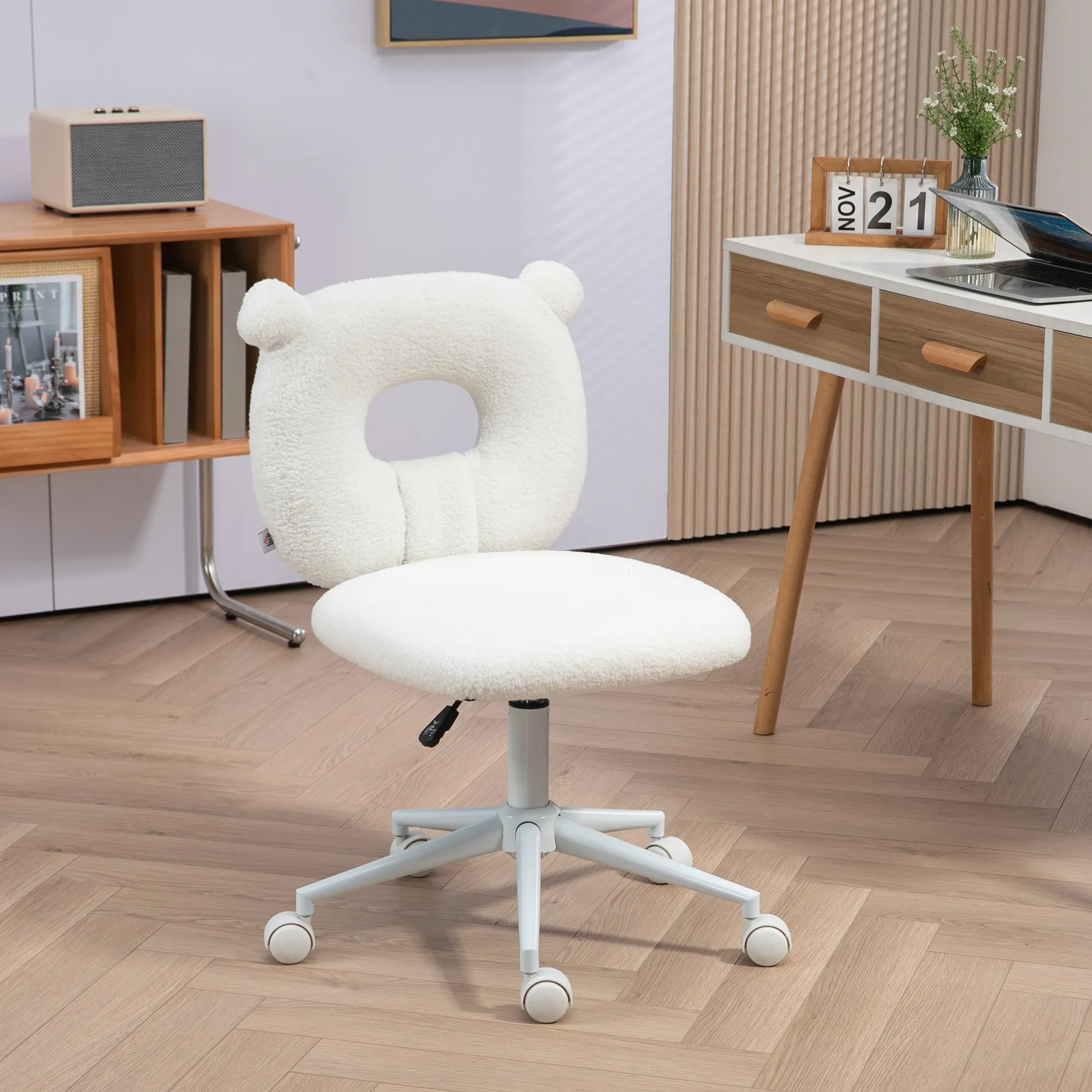 Bürostuhl mit verstellbarer Höhe, Weiß, 50B x 56T x 80-90H cm