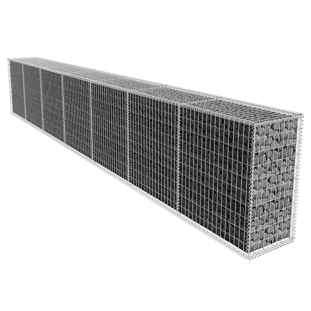 Gabionenwand 600x50x100 cm aus verzinktem Stahl, silber