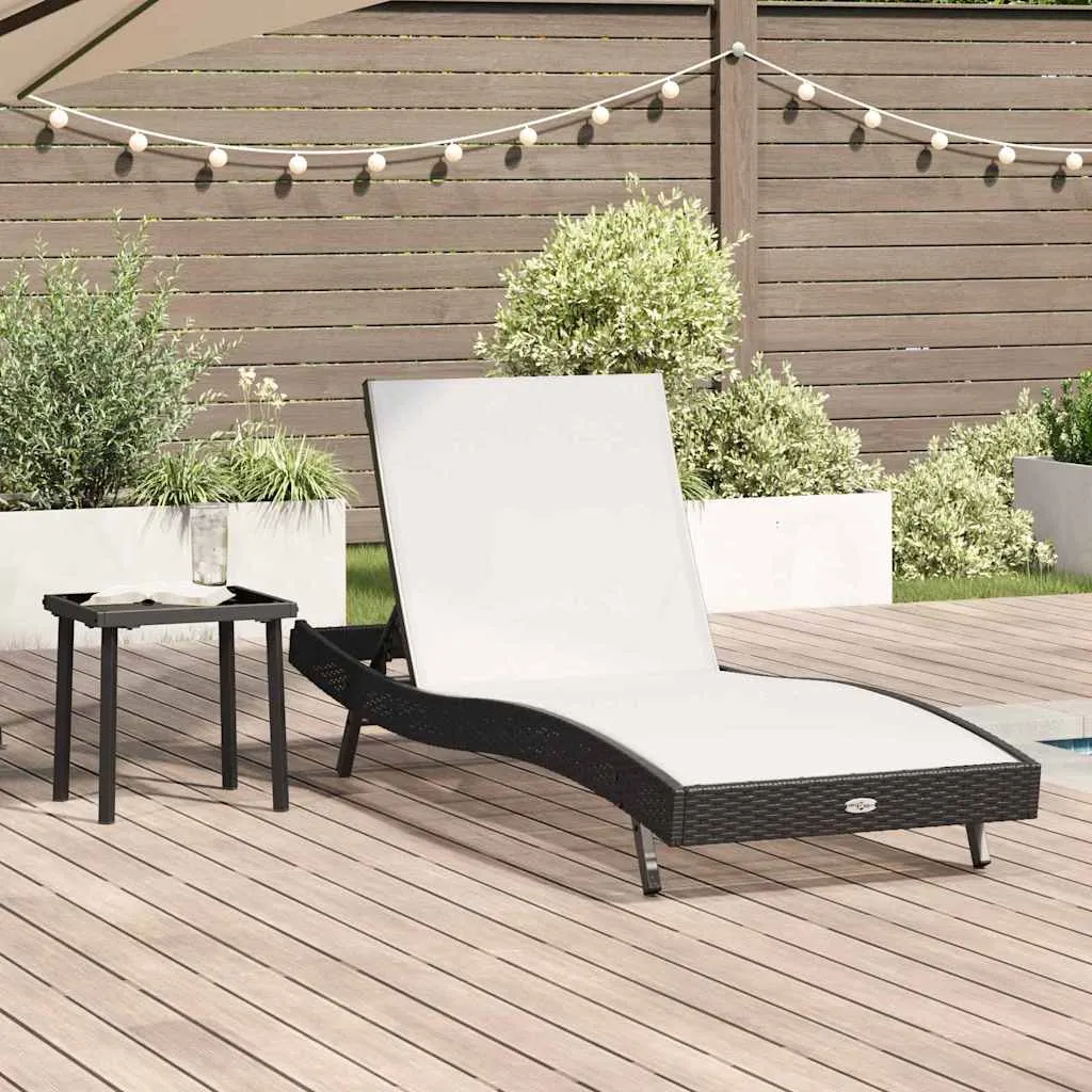 Sonnenliege mit Tisch 197x70x82 cm Schwarz und Weiß