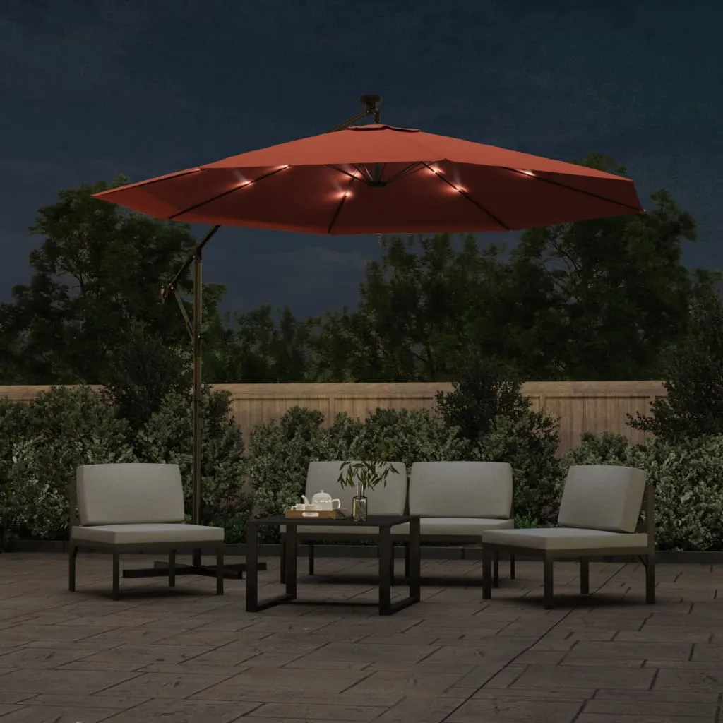 Eleganter Sonnenschirm 300x254 cm Terrakotta-Rot mit LED und Kurbel