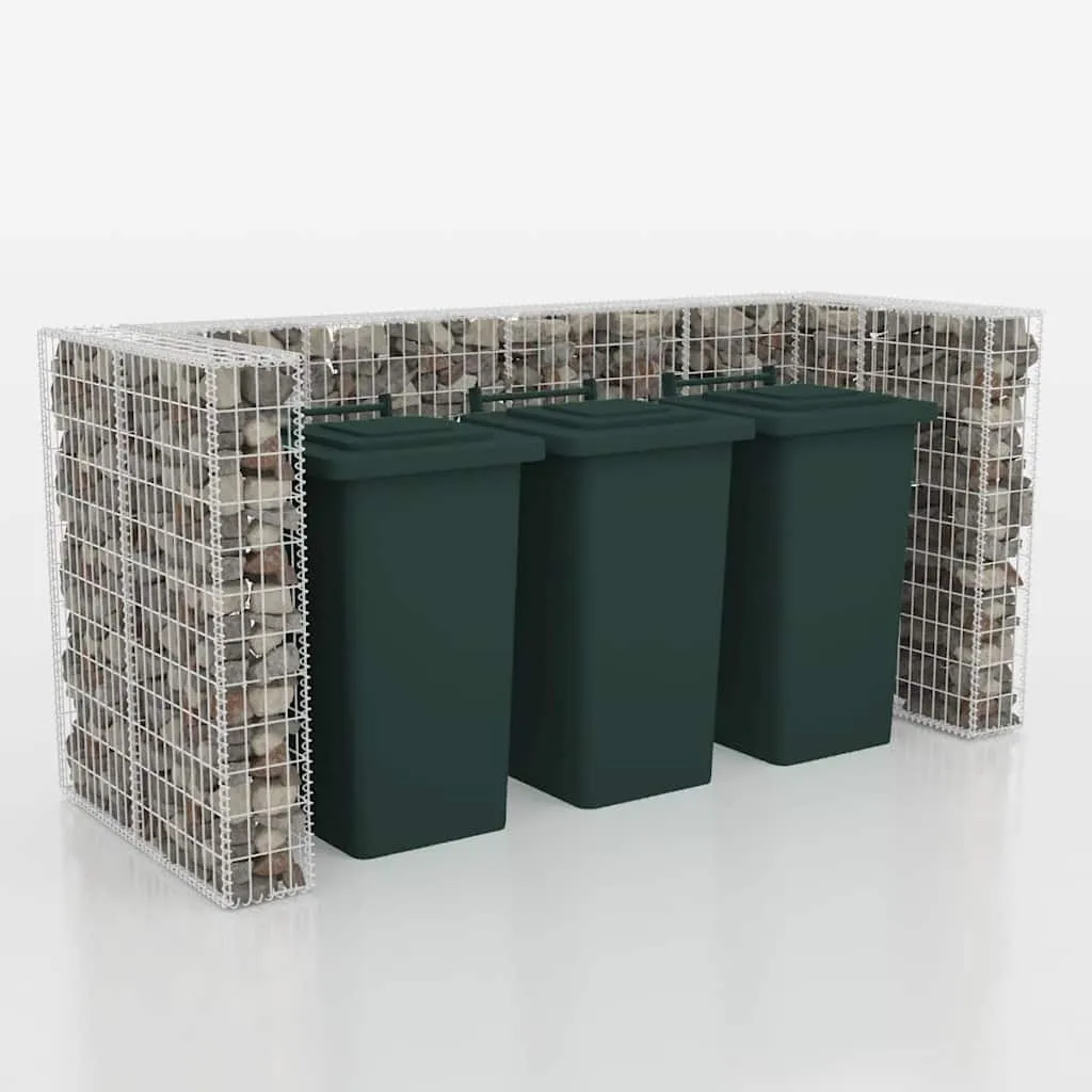 Gabionen-Mülltonnenverkleidung 250x100x120 cm Silber