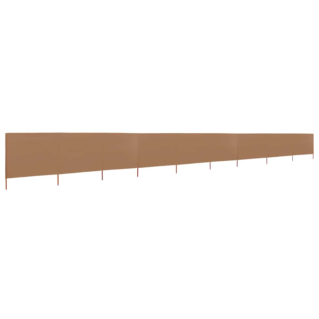 9-teiliger faltbarer Windschutz 1200x160 cm Taupe mit Massivholzpfählen